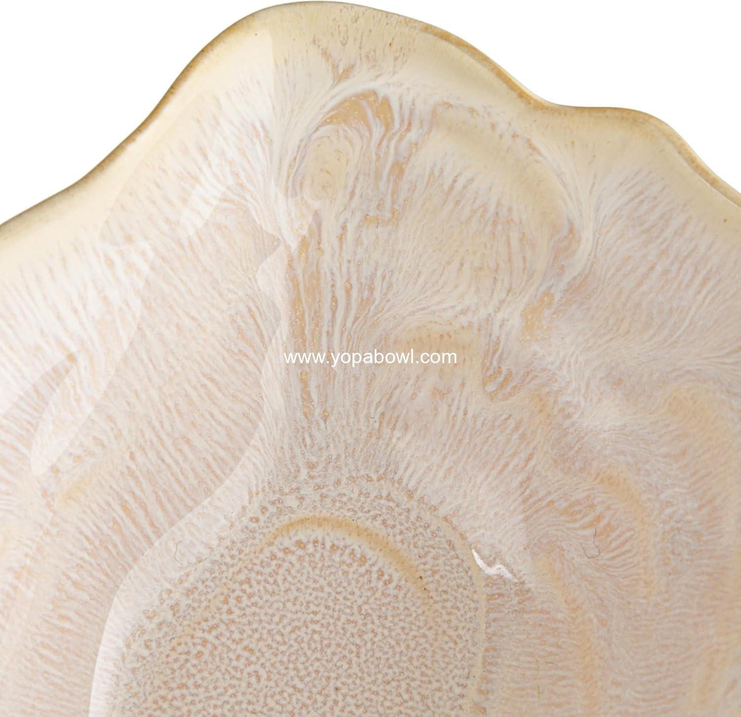 Wholesale Oyster Shaped Stoneware Bowl, Cream, 8-inch Diameter, Factory