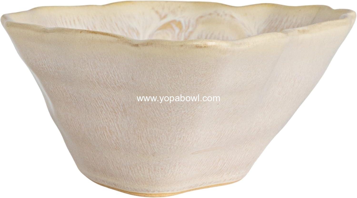 Wholesale Oyster Shaped Stoneware Bowl, Cream, 8-inch Diameter, Factory