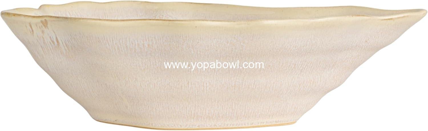 Wholesale Oyster Shaped Stoneware Bowl, Cream, 8-inch Diameter, Factory