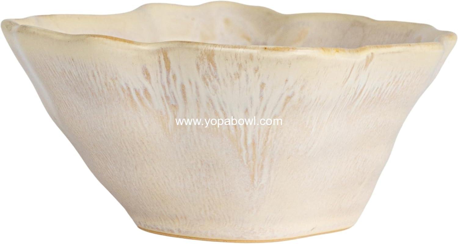 Wholesale Oyster Shaped Stoneware Bowl, Cream, 8-inch Diameter, Factory
