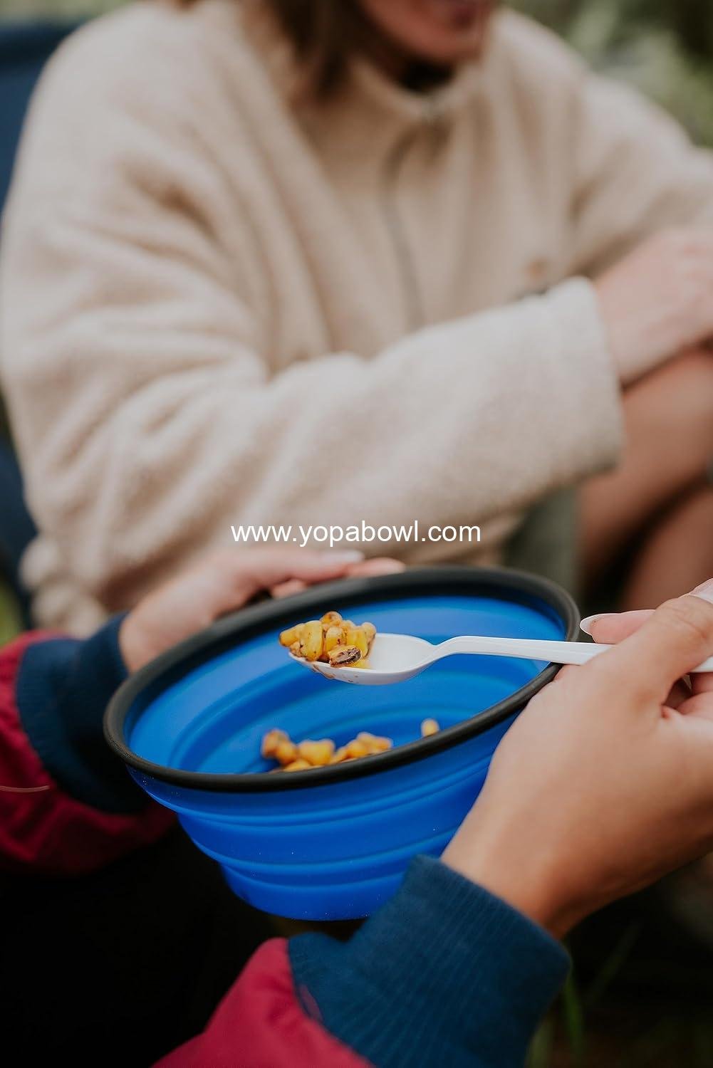 Wholesale Collapsible Silicone Travel Bowls, 2 Pack, Grey and Blue, Large Factory