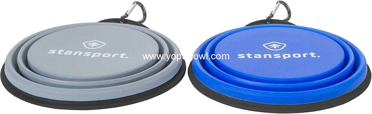 Wholesale Collapsible Silicone Travel Bowls, 2 Pack, Grey and Blue, Large Factory