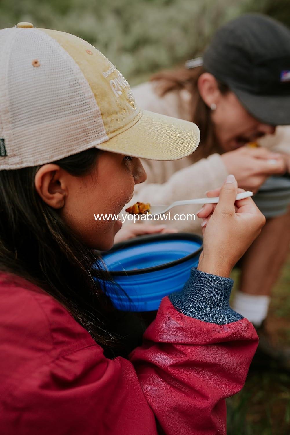 Wholesale Collapsible Silicone Travel Bowls, 2 Pack, Grey and Blue, Large Factory