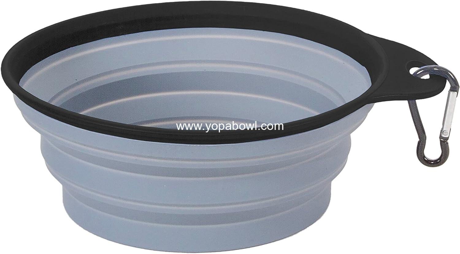 Wholesale Collapsible Silicone Travel Bowls, 2 Pack, Grey and Blue, Large Factory