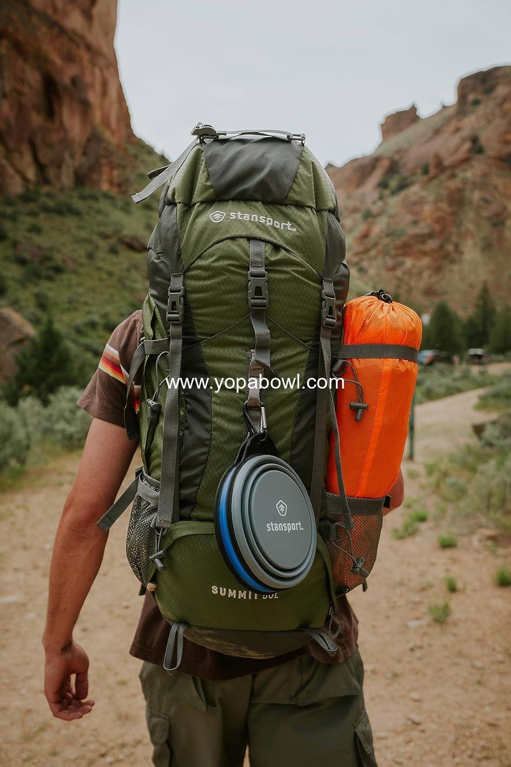 Wholesale Collapsible Silicone Travel Bowls, 2 Pack, Grey and Blue, Large Factory