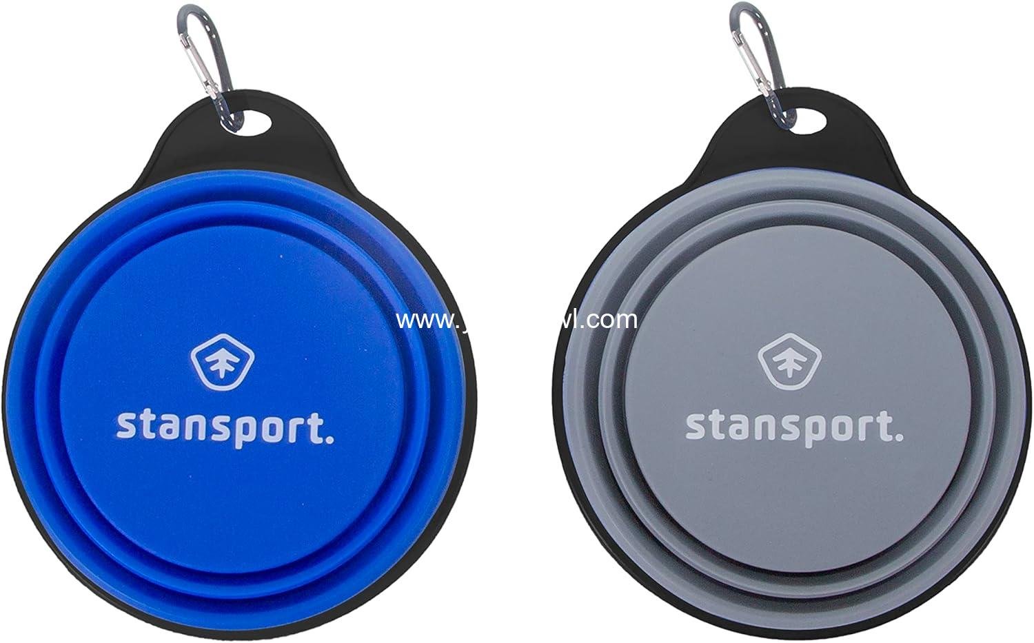 Wholesale Collapsible Silicone Travel Bowls, 2 Pack, Grey and Blue, Large Factory