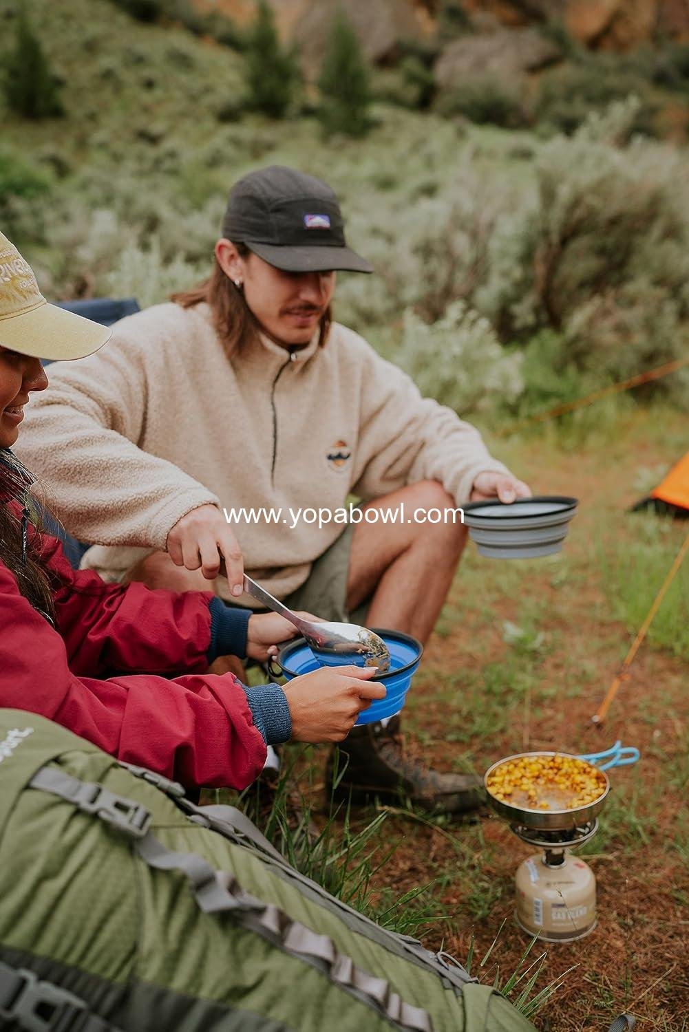 Wholesale Collapsible Silicone Travel Bowls, 2 Pack, Grey and Blue, Large Factory