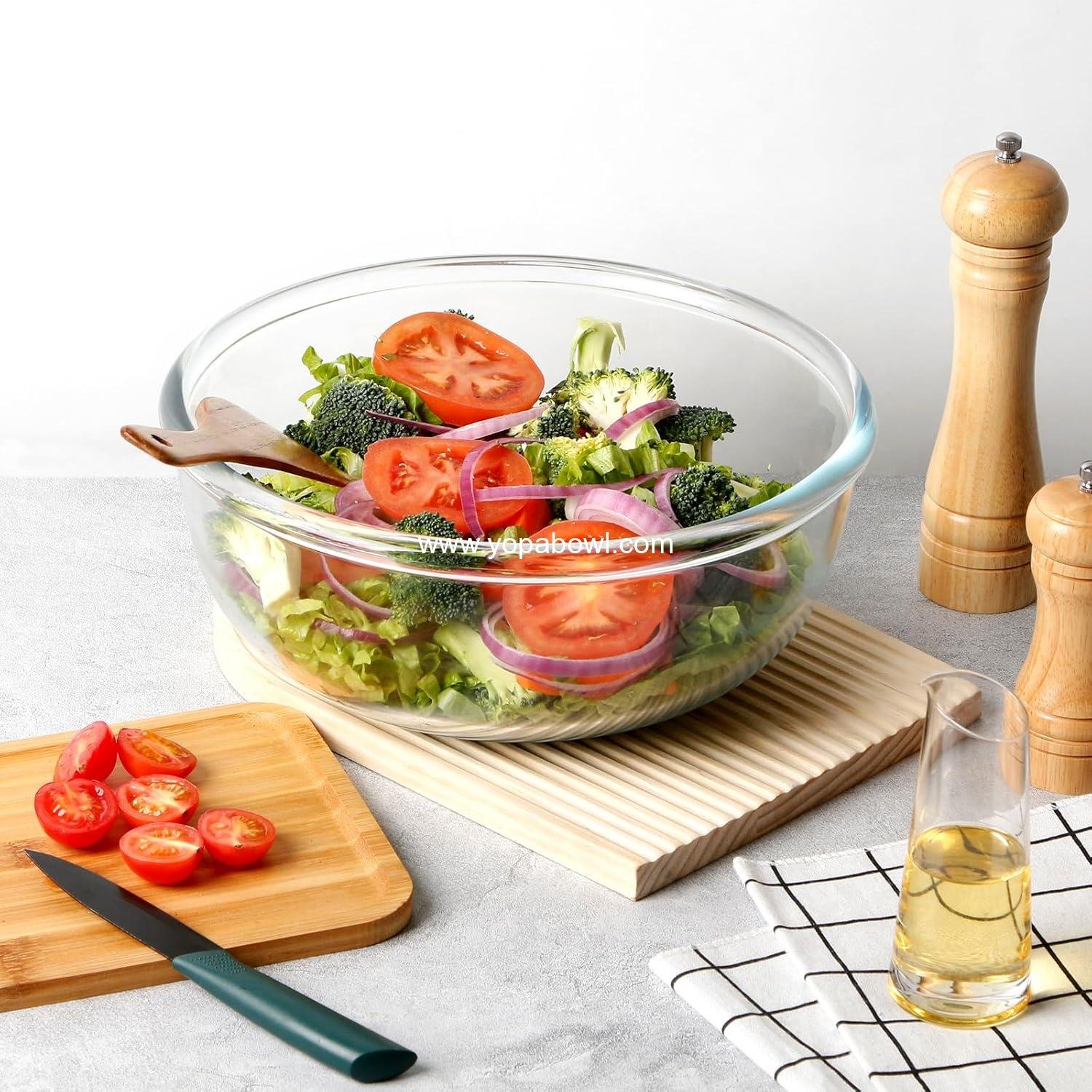 Wholesale 6 Quart Large Clear Glass Mixing Bowl - Big Salad Bowl for Kitchen Factory