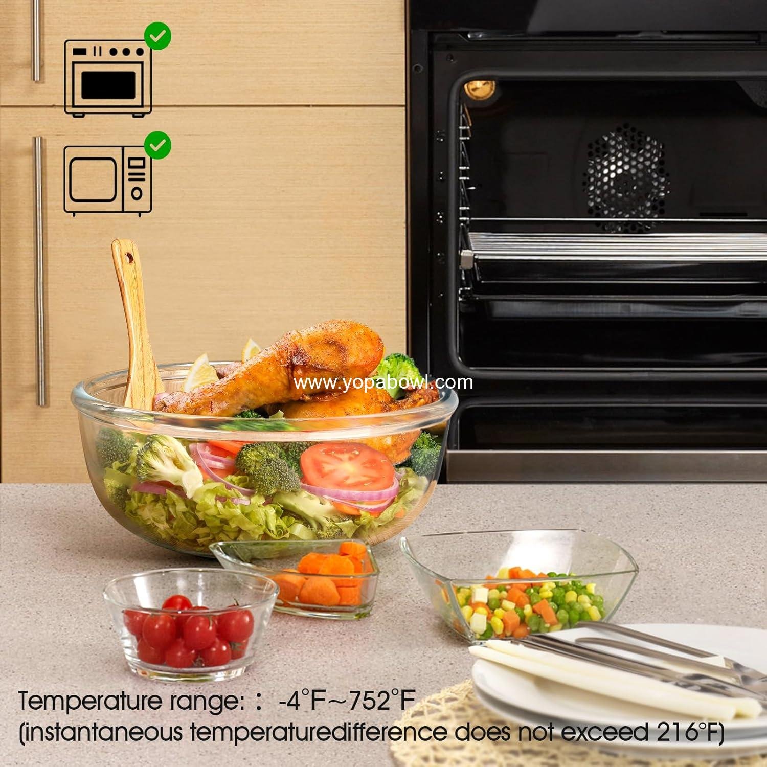 Wholesale 6 Quart Large Clear Glass Mixing Bowl - Big Salad Bowl for Kitchen Factory