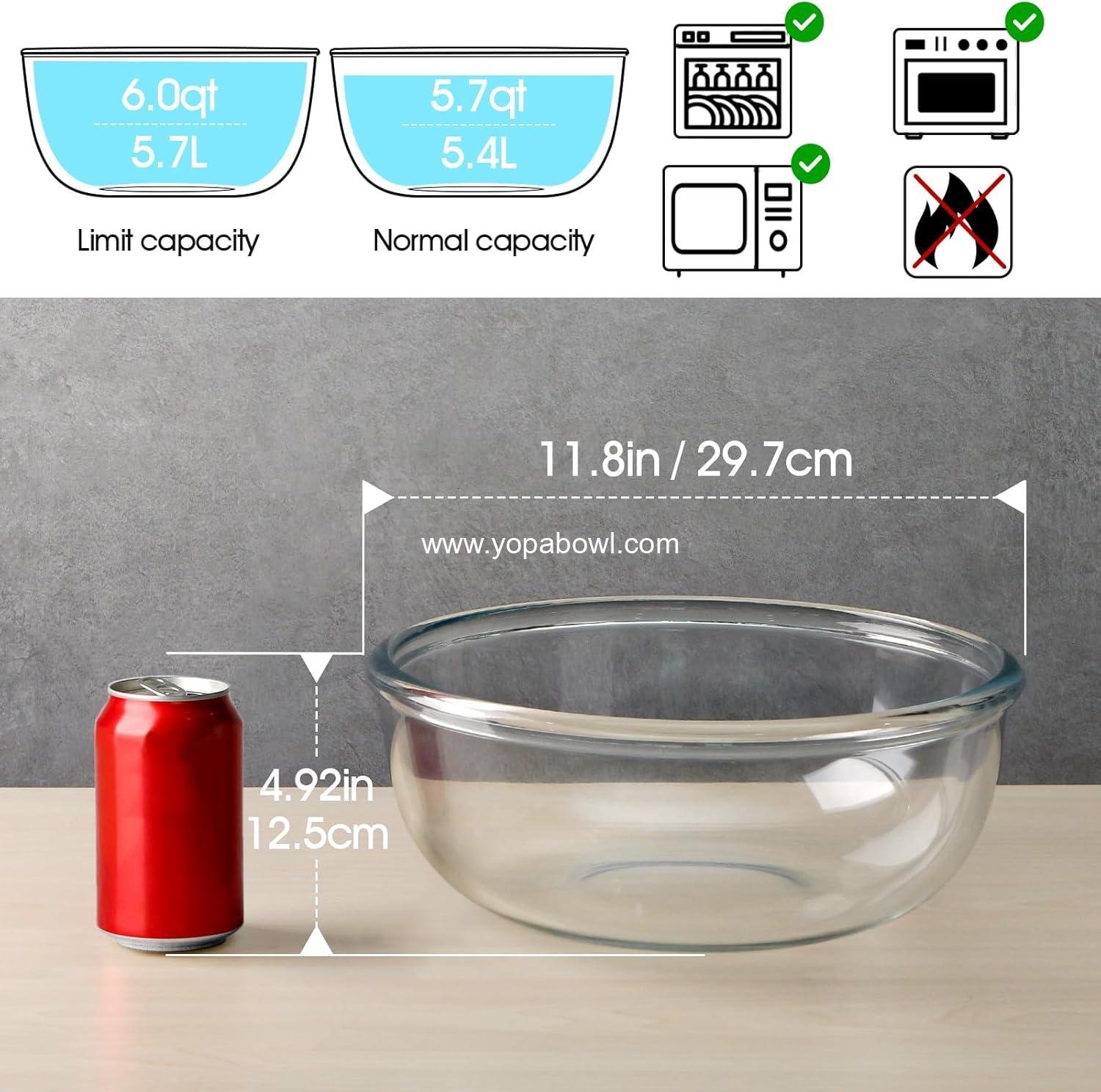 Wholesale 6 Quart Large Clear Glass Mixing Bowl - Big Salad Bowl for Kitchen Factory