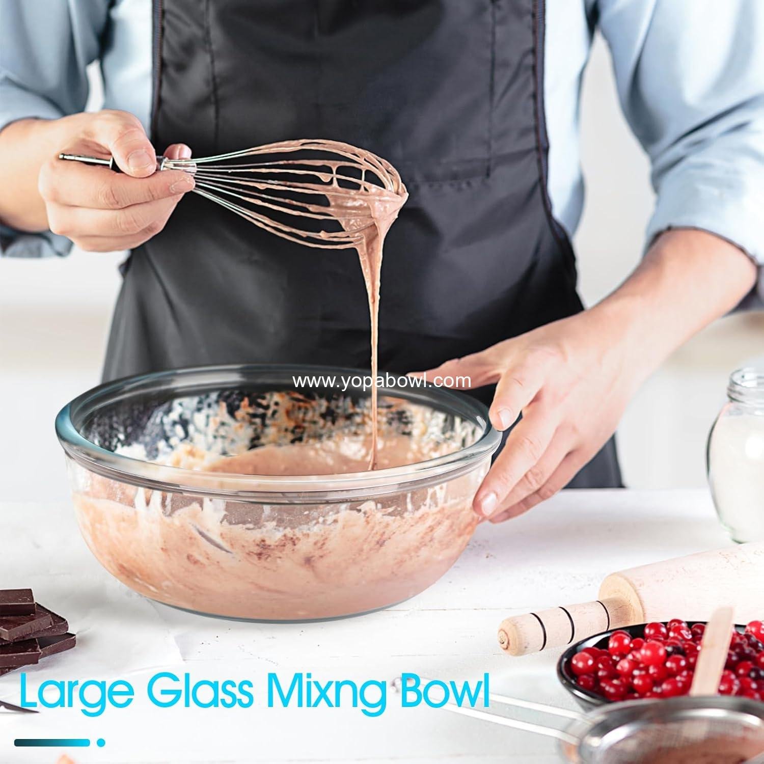 Wholesale 6 Quart Large Clear Glass Mixing Bowl - Big Salad Bowl for Kitchen Factory