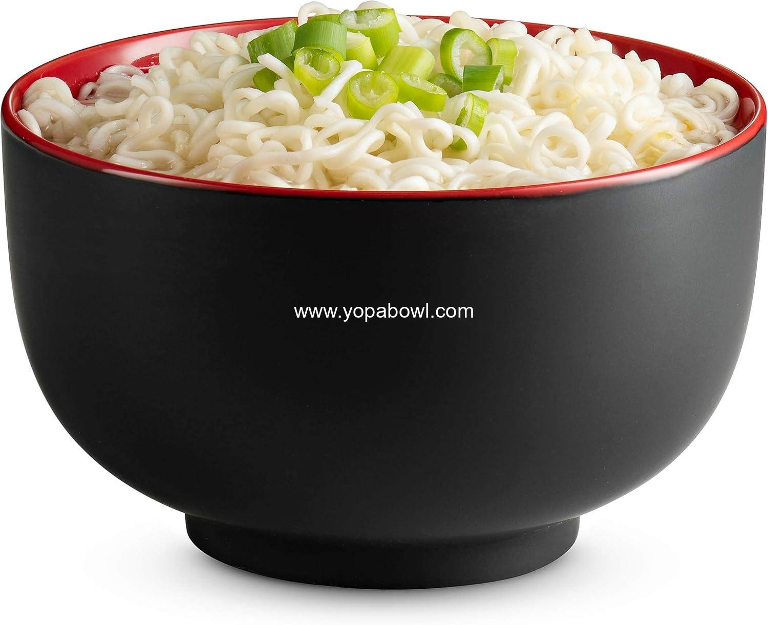 Wholesale Large Ceramic Ramen Bowls Set of 4, 34 oz Noodle and Soup Bowls for Ramen, Pho, Udon, Soba, Microwave and Dishwasher Safe (Black/Red) Factory