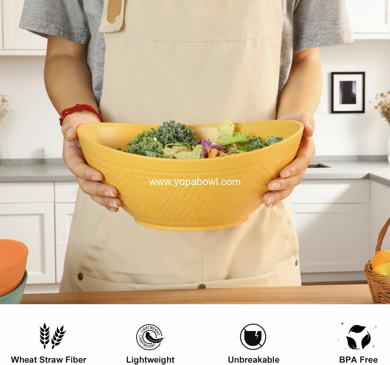 Wholesale 65 OZ Wheat Straw Bowls Set of 4 Large Unbreakable Salad Bowls Microwave & Dishwasher Safe for Salad Cereal Soup Oatmeal Multicolor Factory