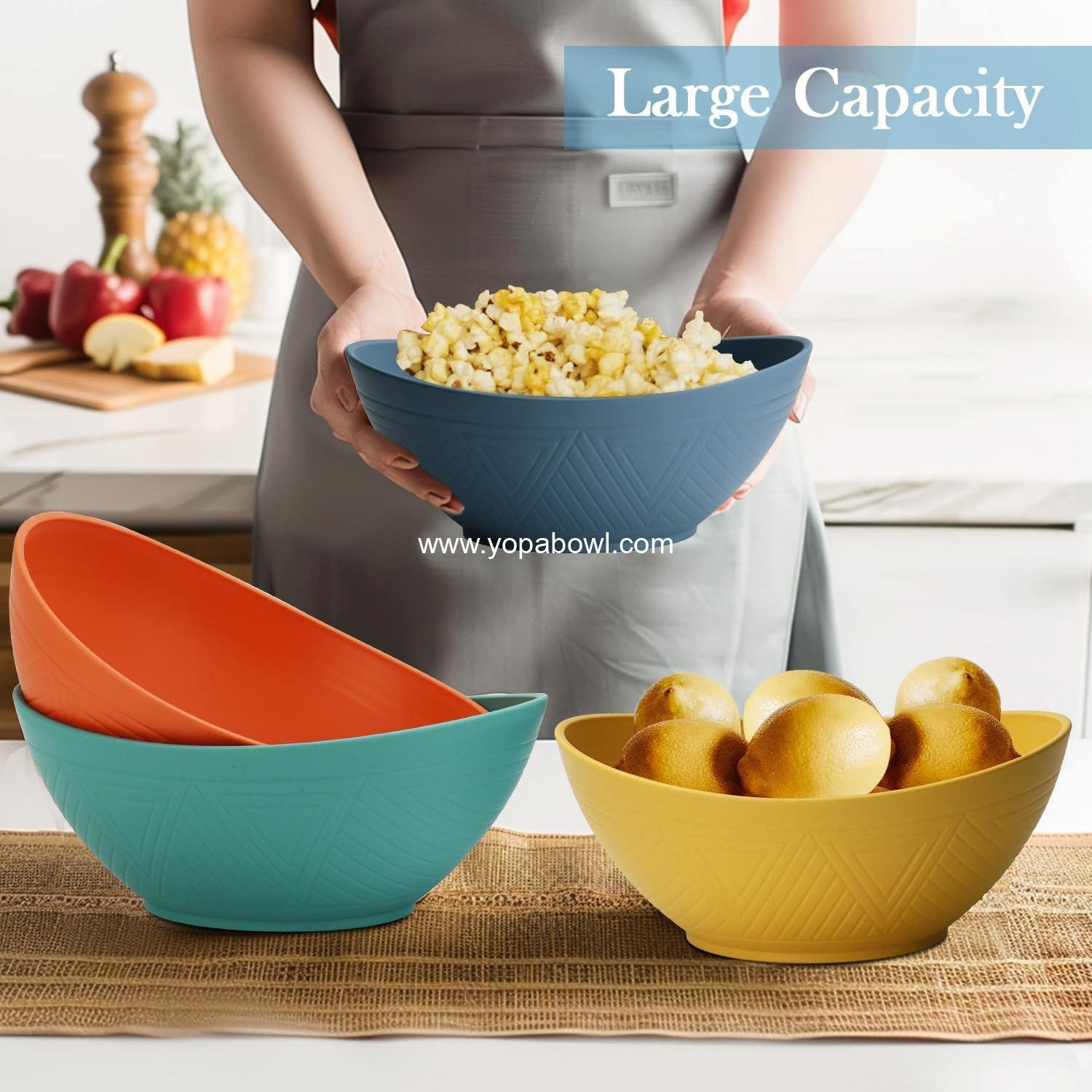 Wholesale 65 OZ Wheat Straw Bowls Set of 4 Large Unbreakable Salad Bowls Microwave & Dishwasher Safe for Salad Cereal Soup Oatmeal Multicolor Factory