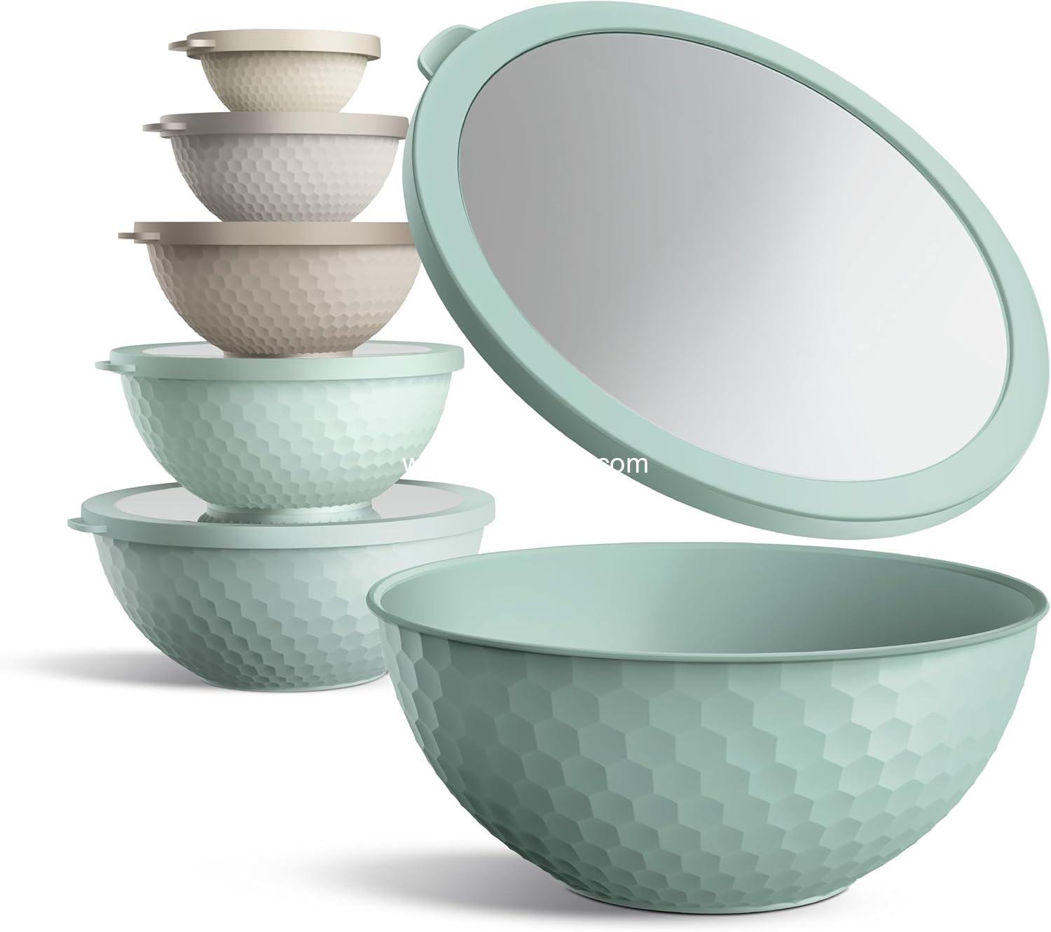 OEM 12 Piece Plastic Nesting Mixing Bowls Set with Lids - Includes 6 Prep Bowls and 6 Lids, Non-Slip Bottom, Embossed Design, Microwave Safe (Mint) - Factory OEM 12 Piece Plastic Nesting Mixing Bowls Set with Lids - Includes 6 Prep Bowls and 6 Lids, Non-Slip Bottom, Embossed Design, Microwave Safe (Mint) - Factory