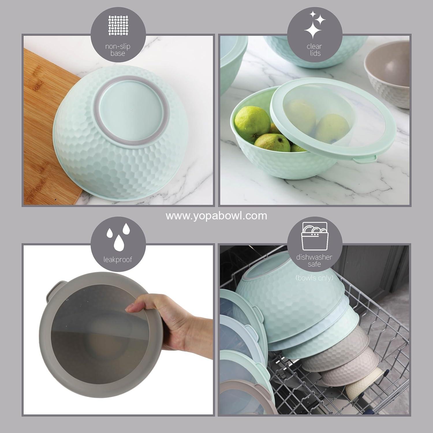 OEM 12 Piece Plastic Nesting Mixing Bowls Set with Lids - Includes 6 Prep Bowls and 6 Lids, Non-Slip Bottom, Embossed Design, Microwave Safe (Mint) - Factory OEM 12 Piece Plastic Nesting Mixing Bowls Set with Lids - Includes 6 Prep Bowls and 6 Lids, Non-Slip Bottom, Embossed Design, Microwave Safe (Mint) - Factory