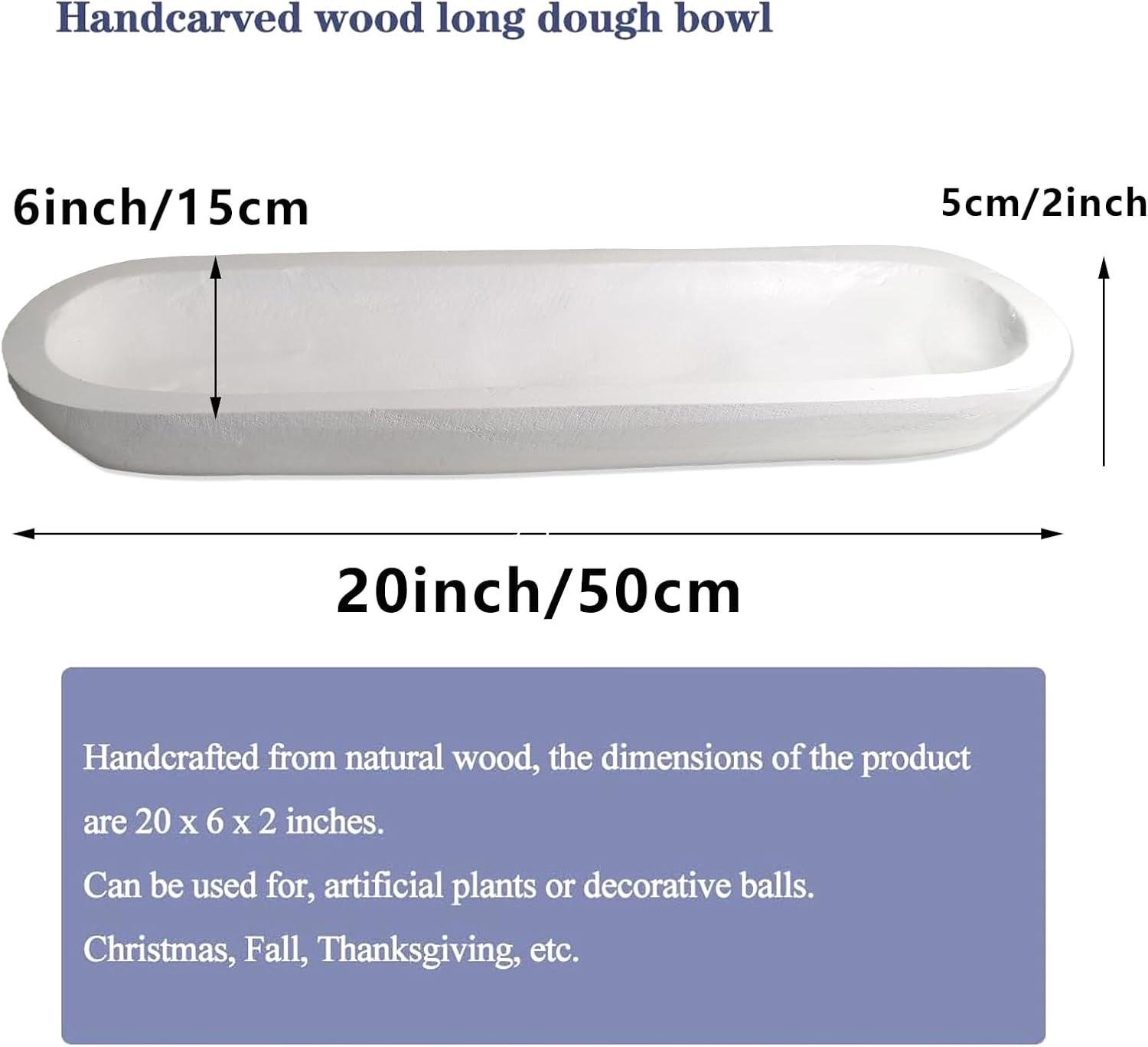 Wholesale Hand-Carved Wooden Dough Bowls Decorative Rustic Bread Tray, 20 x 6 x 2 Inch Centerpiece Home Decor - Factory