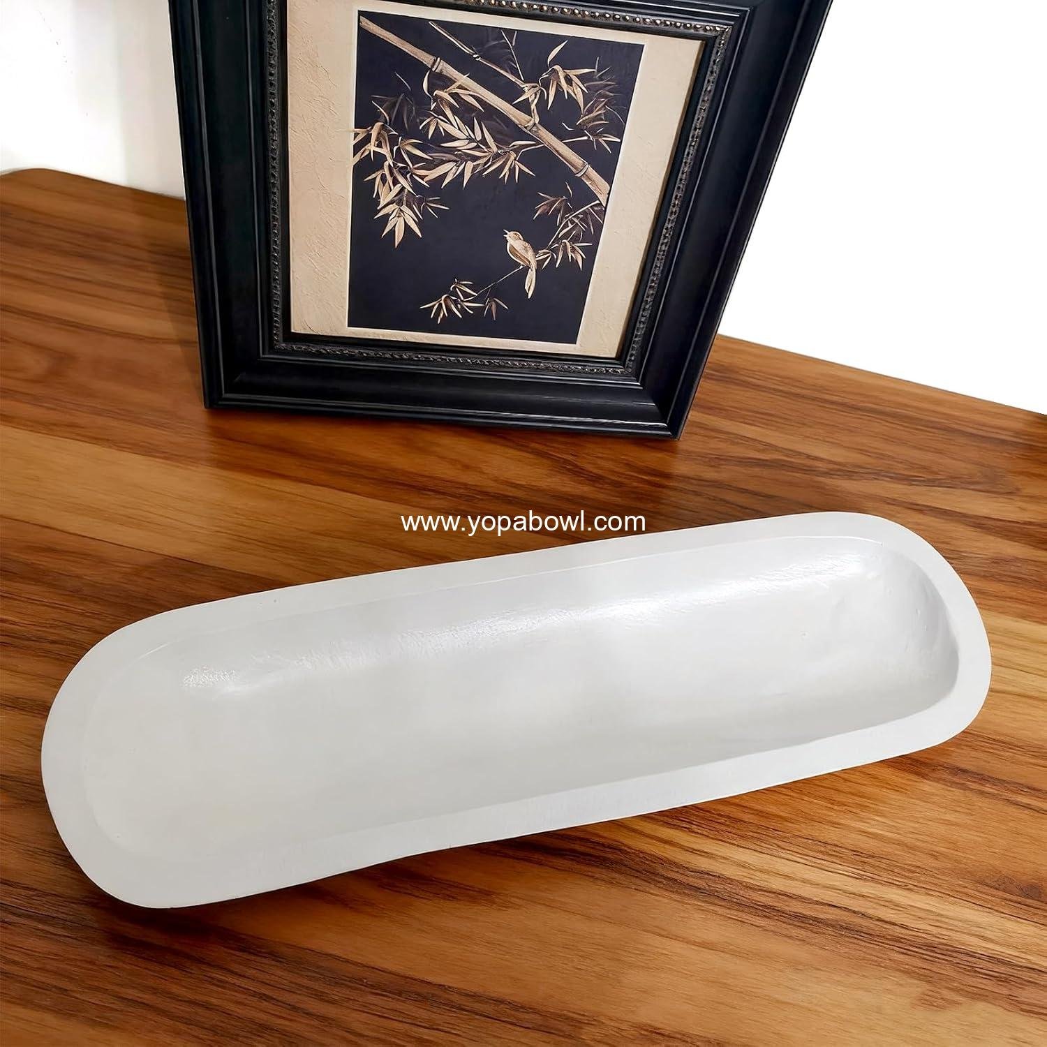 Wholesale Hand-Carved Wooden Dough Bowls Decorative Rustic Bread Tray, 20 x 6 x 2 Inch Centerpiece Home Decor - Factory