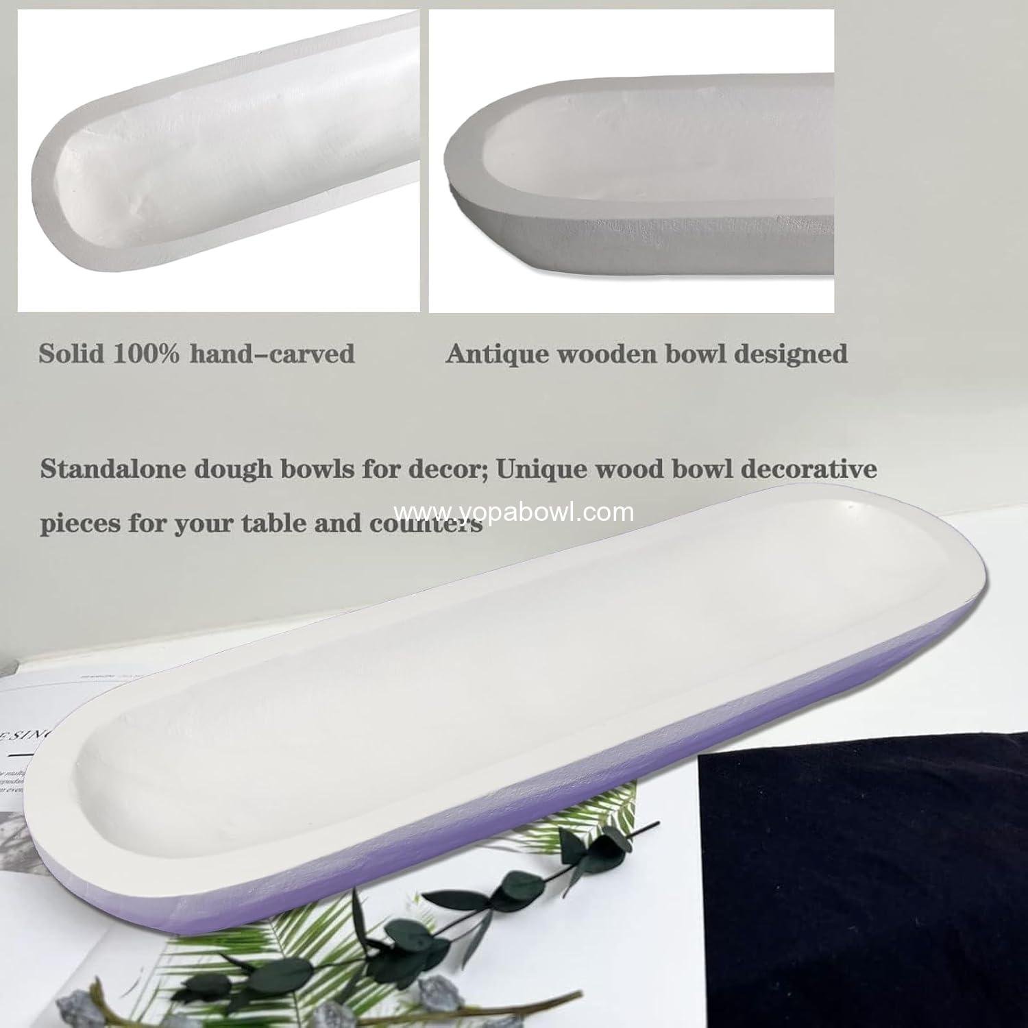 Wholesale Hand-Carved Wooden Dough Bowls Decorative Rustic Bread Tray, 20 x 6 x 2 Inch Centerpiece Home Decor - Factory