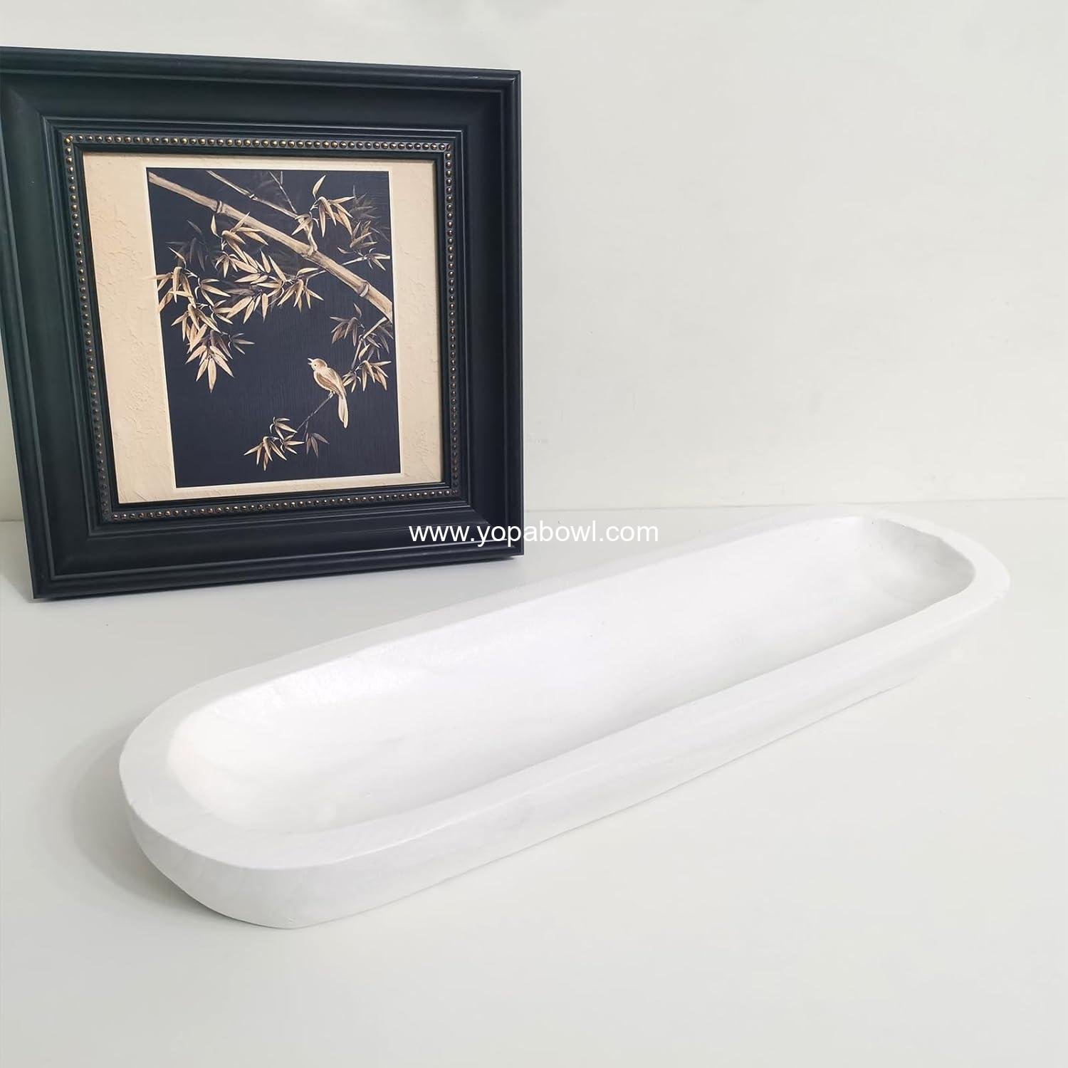 Wholesale Hand-Carved Wooden Dough Bowls Decorative Rustic Bread Tray, 20 x 6 x 2 Inch Centerpiece Home Decor - Factory