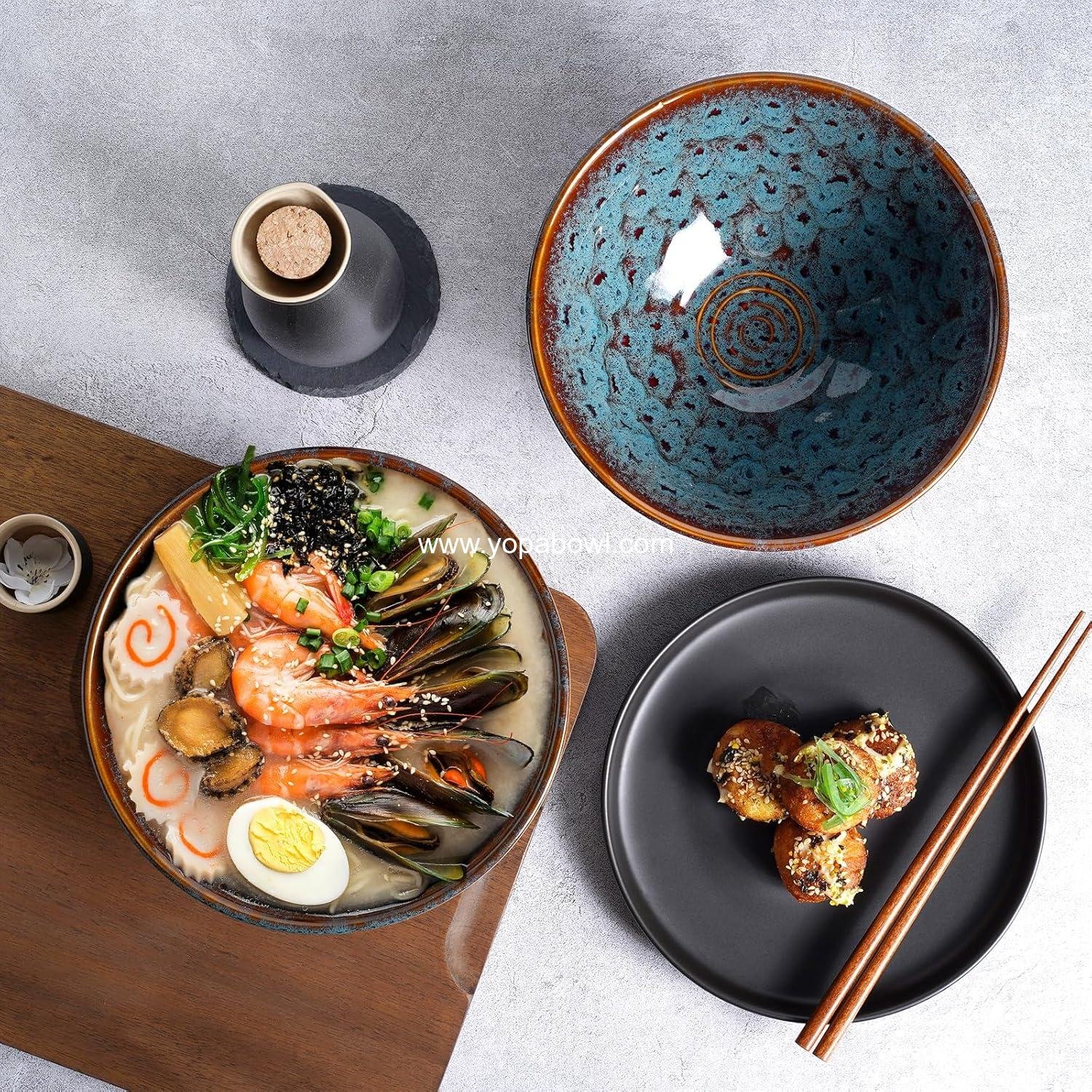 Wholesale 8 Inch Ceramic Ramen Bowl Set of 2 - Pho Bowls for Noodles, Udon, Soup with Spoons and Chopsticks (Peacock Tail) Factory Wholesale 8 Inch Ceramic Ramen Bowl Set of 2 - Pho Bowls for Noodles, Udon, Soup with Spoons and Chopsticks (Peacock Tail) Factory