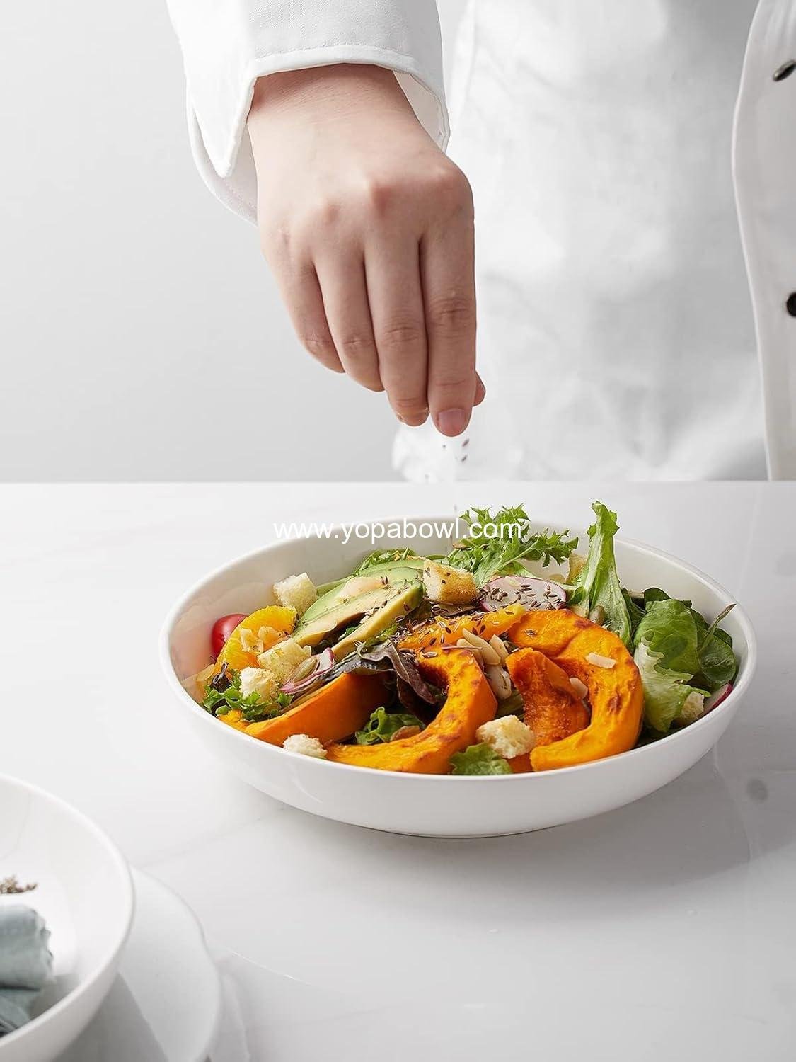 Wholesale Large 30oz White Pasta and Salad Bowls Set of 6, Porcelain Wide and Shallow Soup Plates, Microwave and Dishwasher Safe, Valentine's Day Gift, Manufacturer