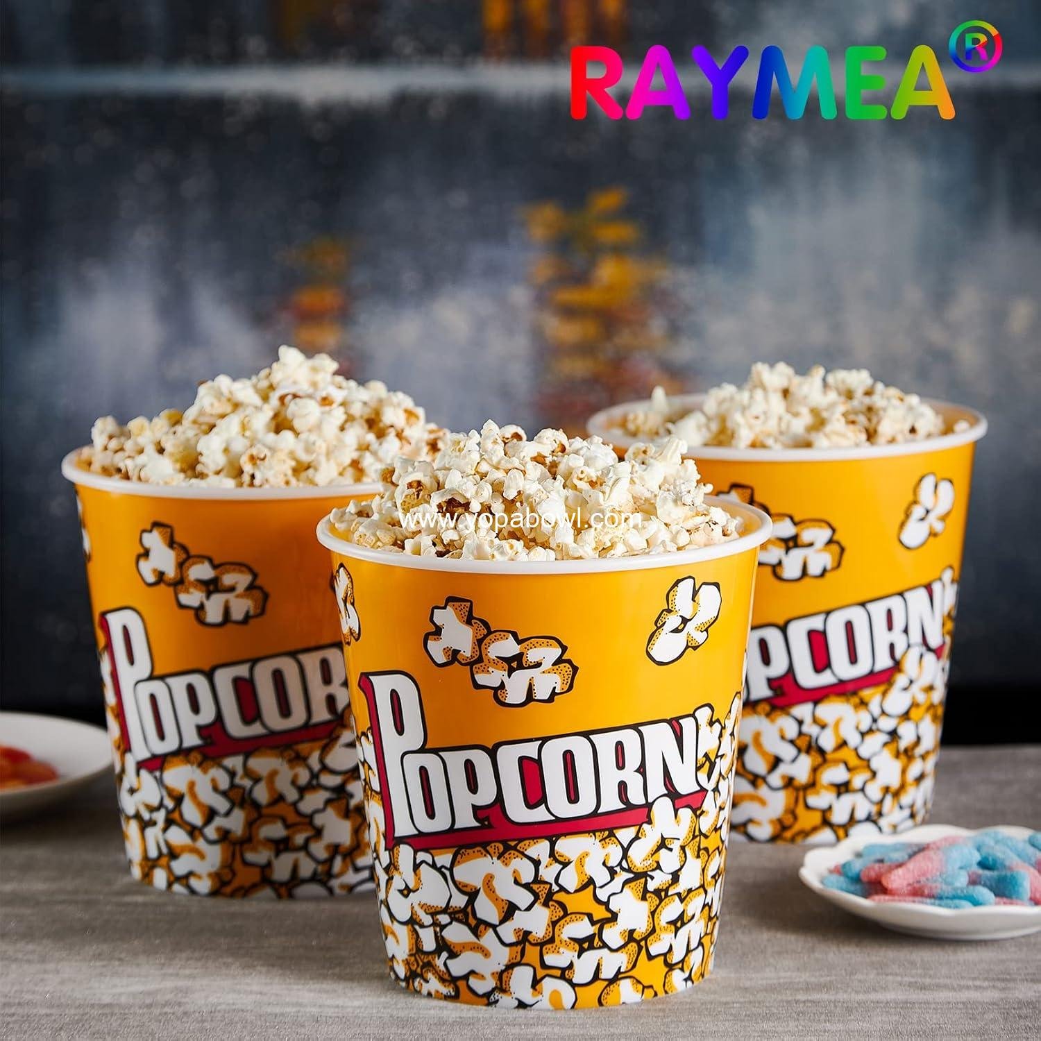 Wholesale Retro Reusable Popcorn Buckets for Movie Night - 7.1” x 7.1” x 5.1” - 2-Pack Factory