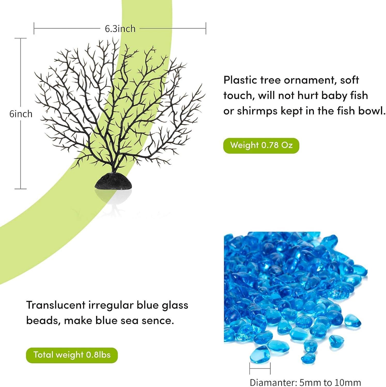 Wholesale Mini Glass Oblate Fish Bowl Kit, 1.6 Gallon Small Fish Tank with Blue Aquarium Decor Stones and Plastic Fan Branch Tree Ornament Factory Wholesale Mini Glass Oblate Fish Bowl Kit, 1.6 Gallon Small Fish Tank with Blue Aquarium Decor Stones and Plastic Fan Branch Tree Ornament Factory