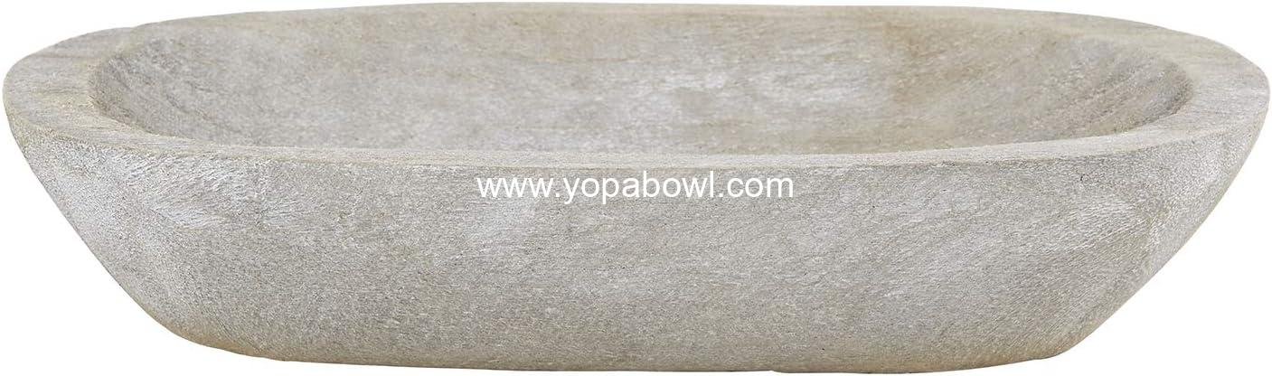 Wholesale Hand-Carved Paulownia Wood Dough Bowl, Small, Grey, Factory