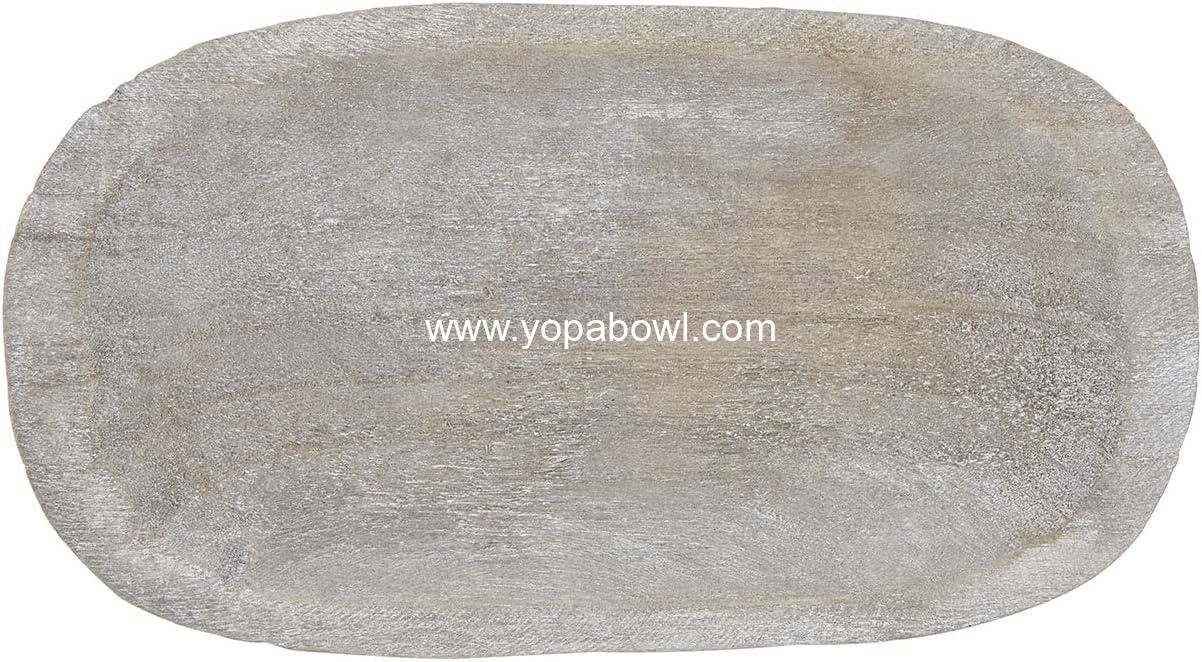 Wholesale Hand-Carved Paulownia Wood Dough Bowl, Small, Grey, Factory
