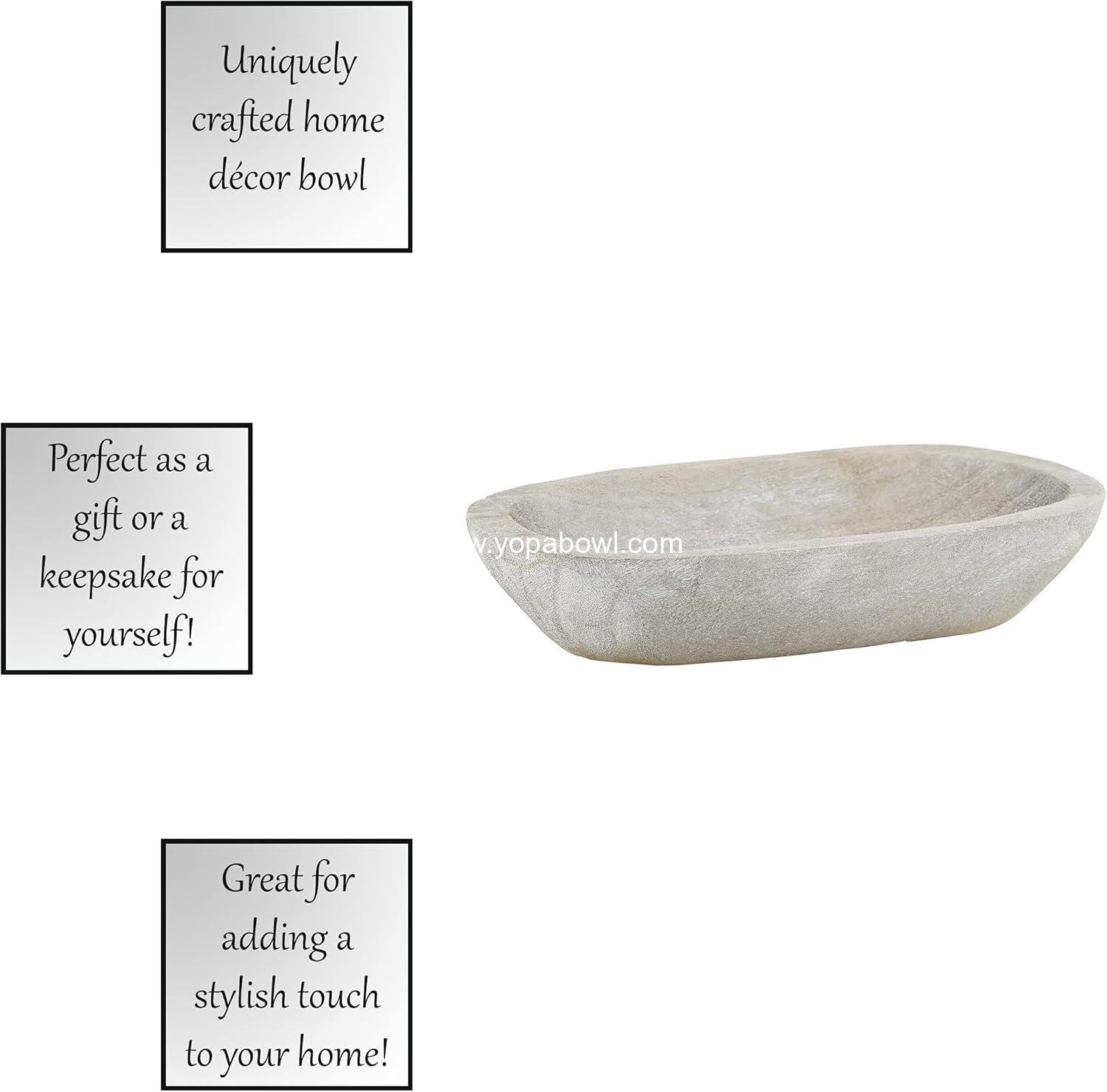 Wholesale Hand-Carved Paulownia Wood Dough Bowl, Small, Grey, Factory