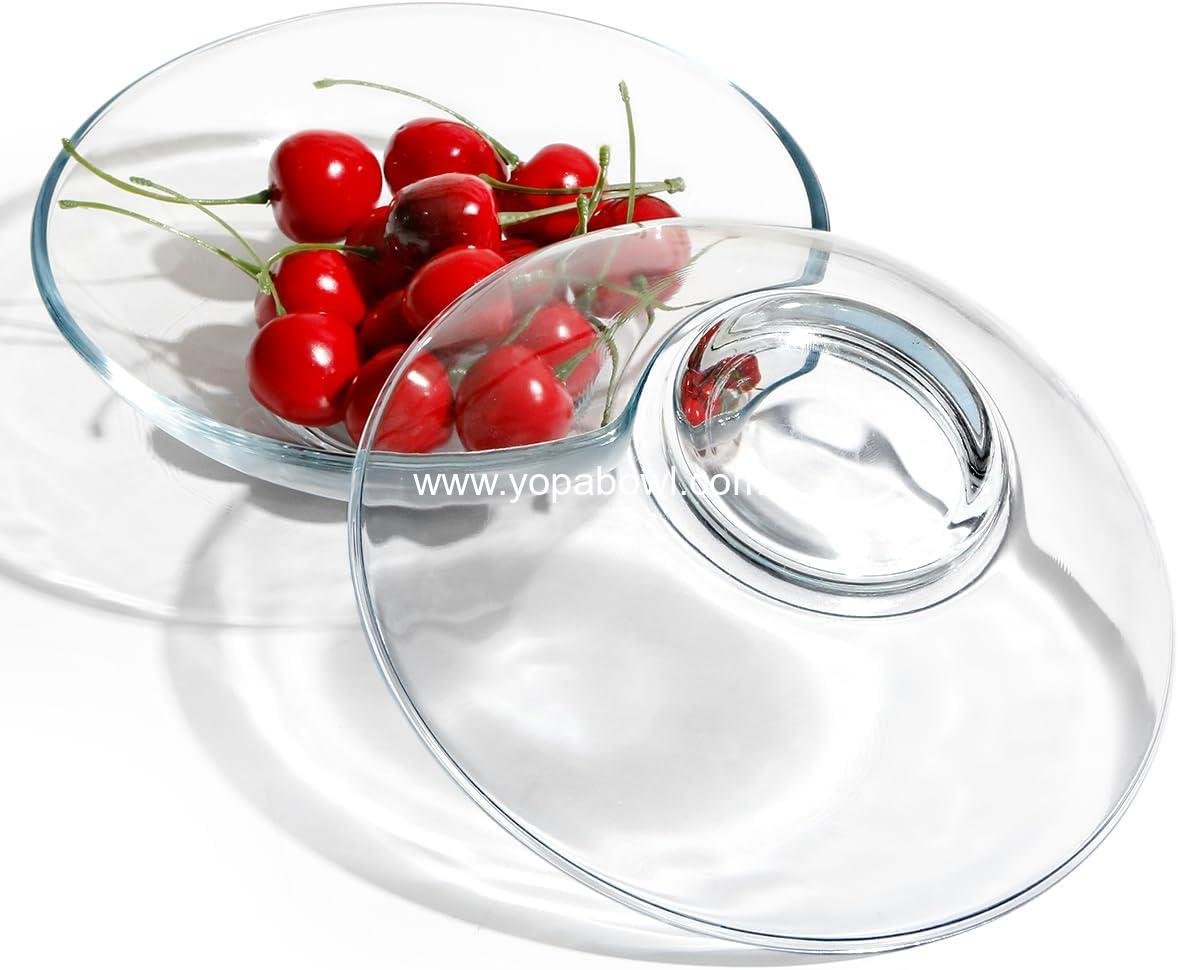 NUTRIUPS 2 Pack 7 inch Tempered Glass Bowls, 14oz Glass Cereal Bowls Set, Shallow Glass Dessert Serving Bowls, Clear Glass Bowls for Kitchen, Salad, Soup, Ice Cream and Candy
