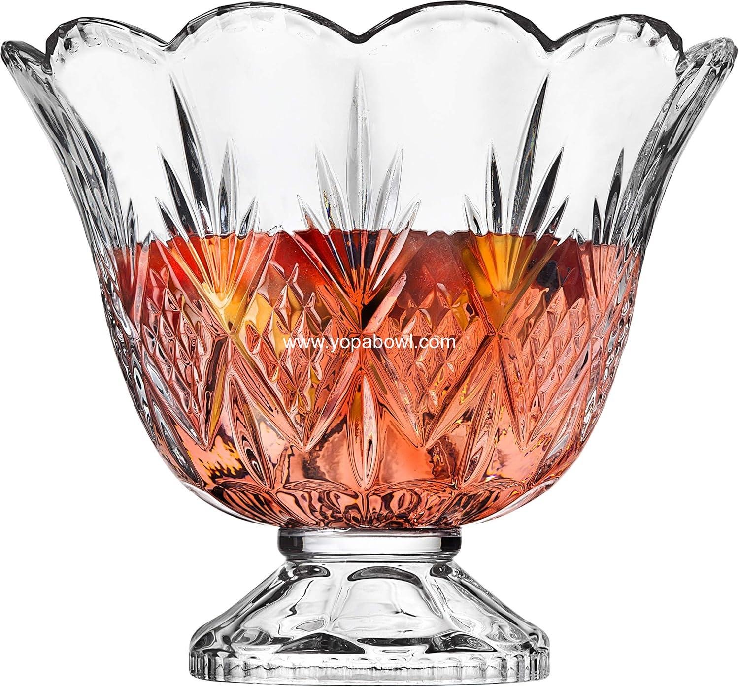 Wholesale Crystal Punch Bowl Set with 8 Cups and Ladle - 10 Piece Set - Factory