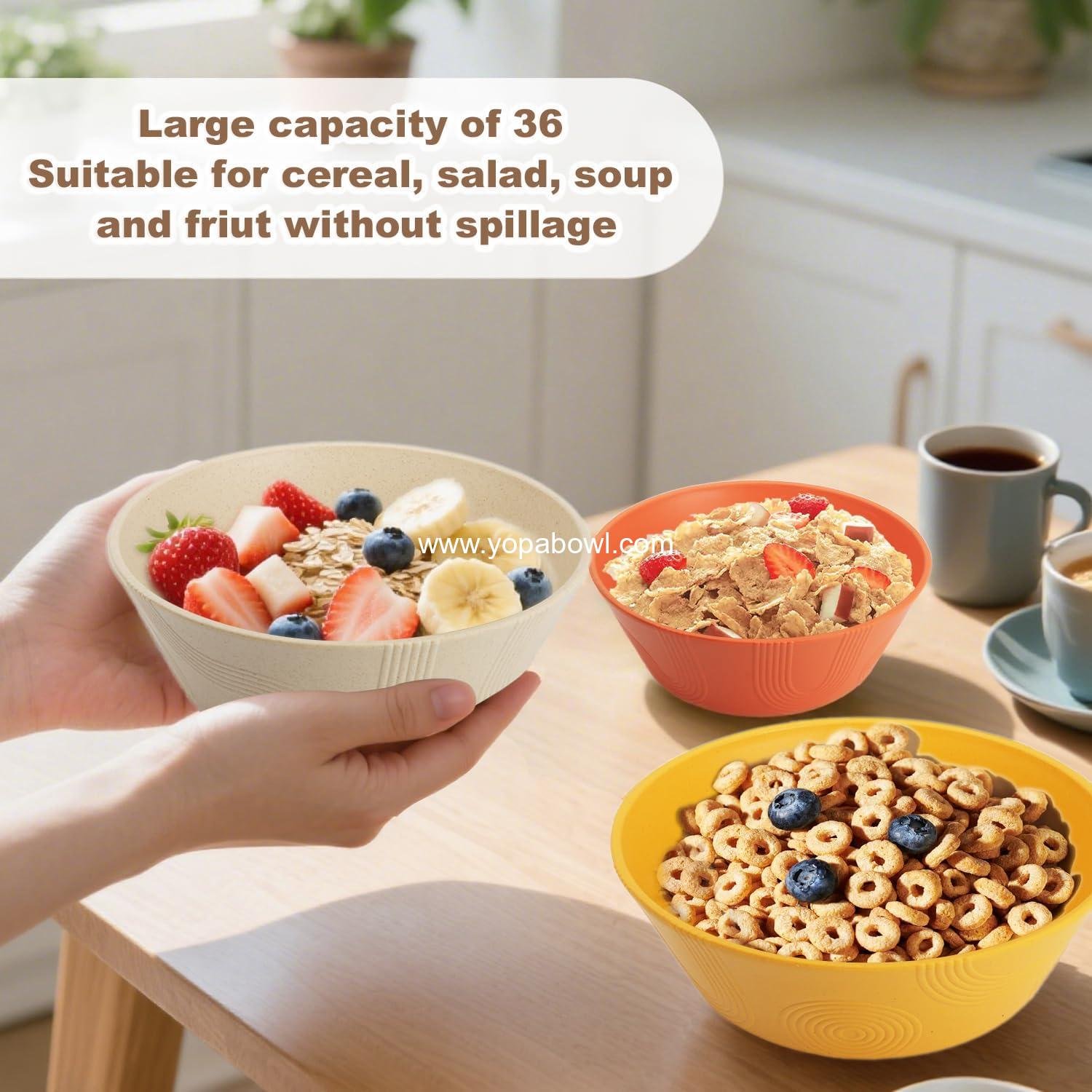 OEM 36 oz Wheat Straw Bowls Set of 6, Unbreakable and Dishwasher Safe, Large Multicolor Cereal Bowls for Kitchen, Serving, Popcorn, Soup - Factory OEM 36 oz Wheat Straw Bowls Set of 6, Unbreakable and Dishwasher Safe, Large Multicolor Cereal Bowls for Kitchen, Serving, Popcorn, Soup - Factory