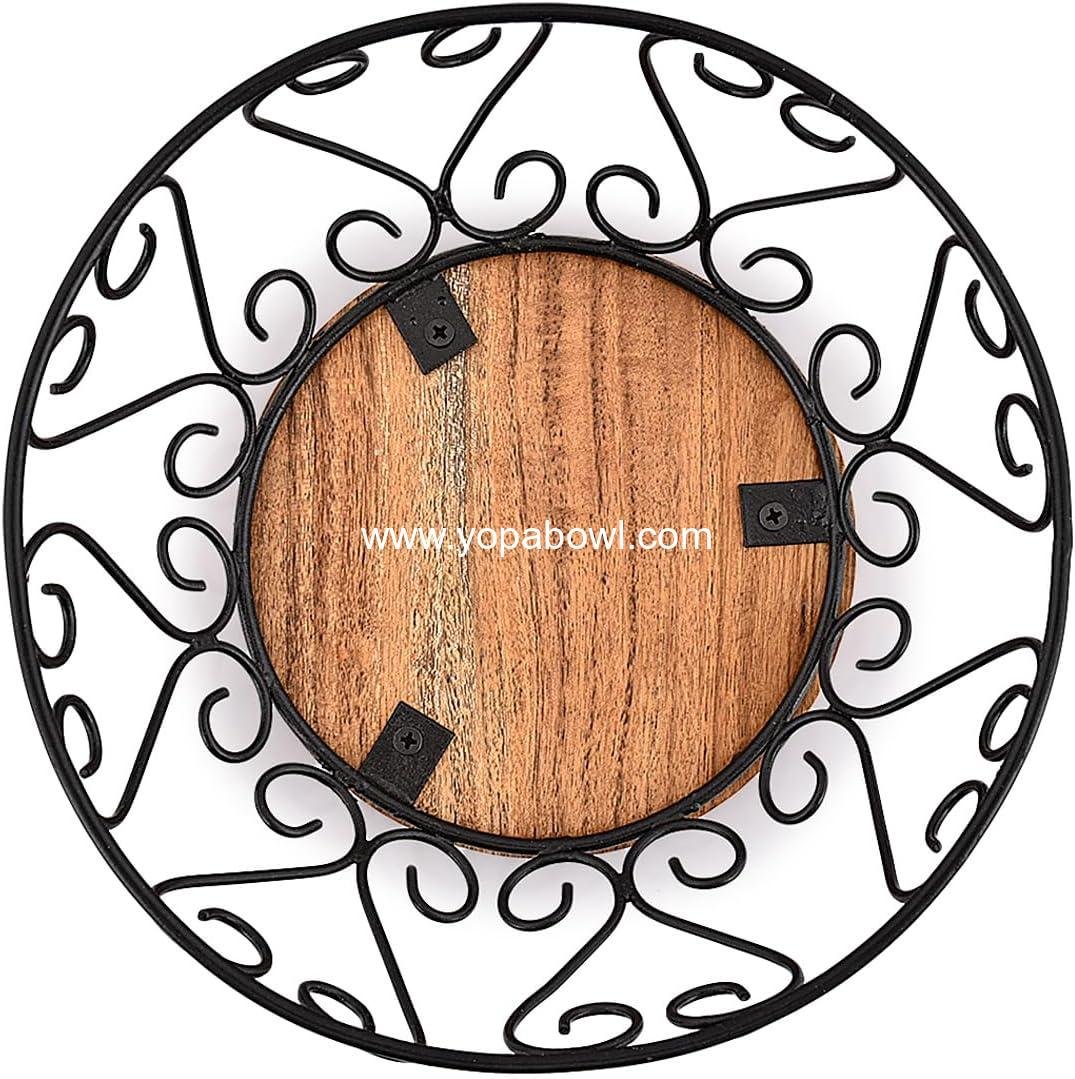 Wholesale Iron Fruit Bowl with Wooden Base for Kitchen Countertop, Dining Room, and Pantries (9