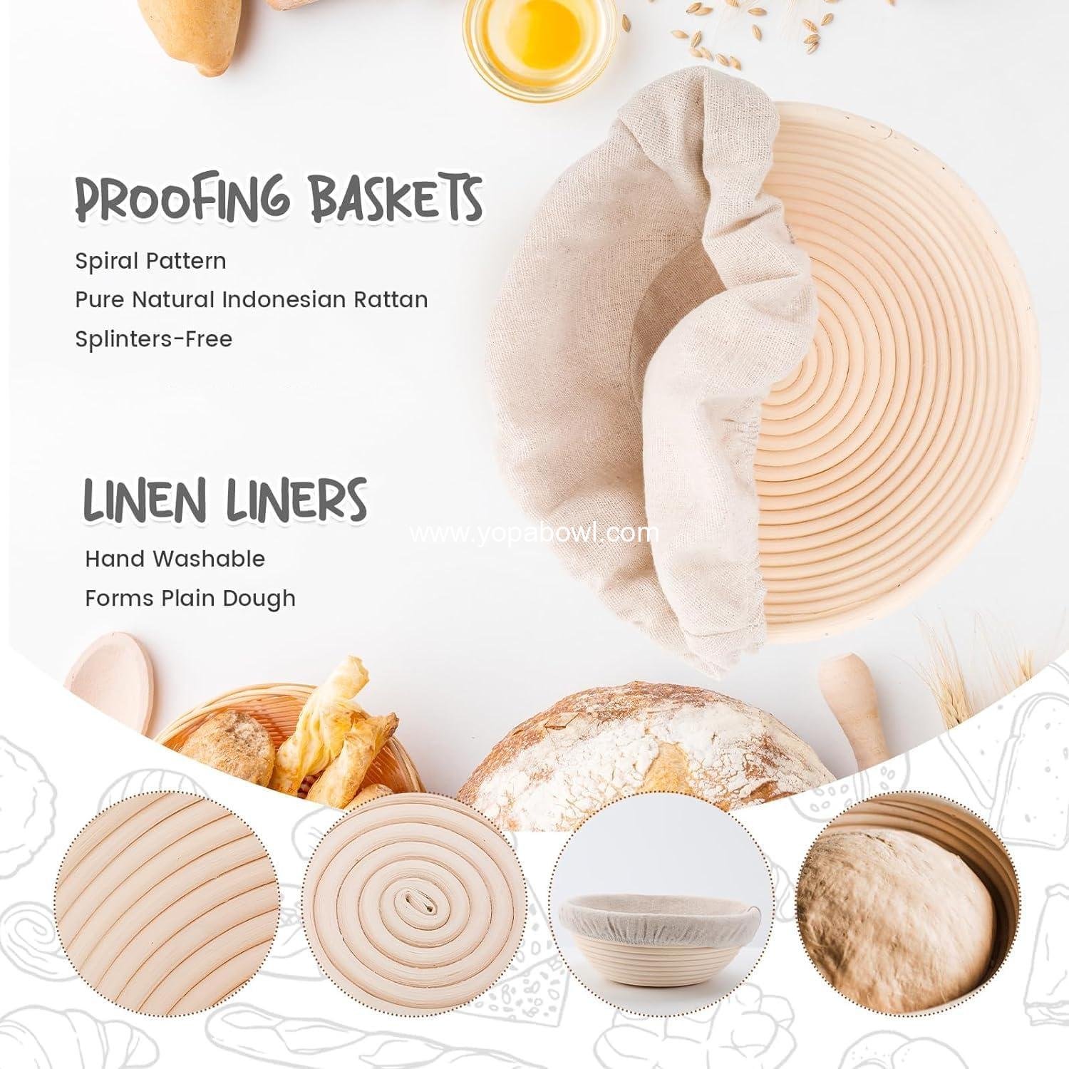 Wholesale Bread Proofing Baskets Set of 2 - 8.5 Inch Round Dough Proofing Bowls with Liners for Home Sourdough Bakers Factory