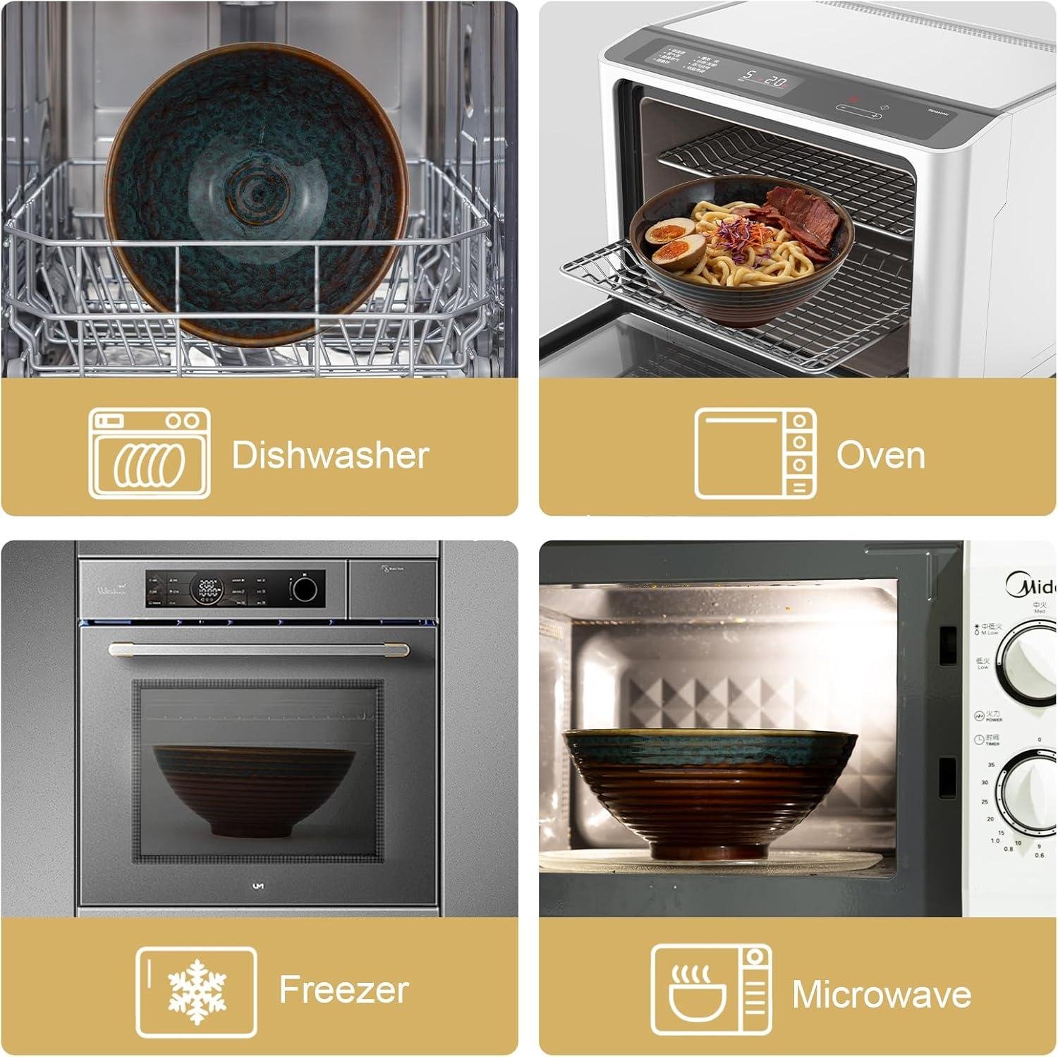 Wholesale 8-Inch Ceramic Ramen Bowls Set of 2, 40oz Japanese Bowls with Spoons & Chopsticks, Durable, Microwave & Dishwasher Safe, Ideal for Ramen, Pho, Salad, Soup, Noodles, Mixing Bowls (Verdigris Green) Factory