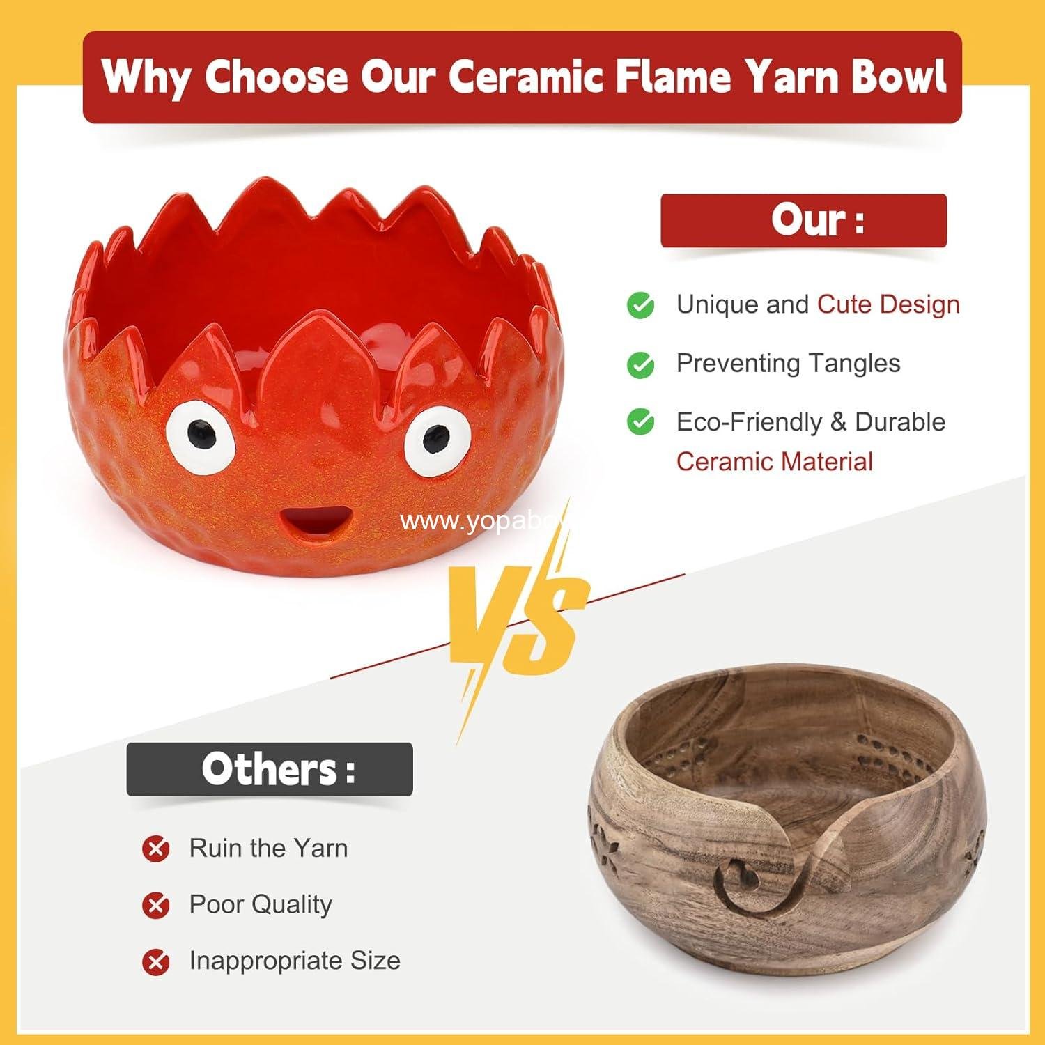 Wholesale Flame Yarn Bowl for Crocheting - Cute Handmade Ceramic Knitting Bowl - Ideal Gift for Crocheters and Knitters - Factory
