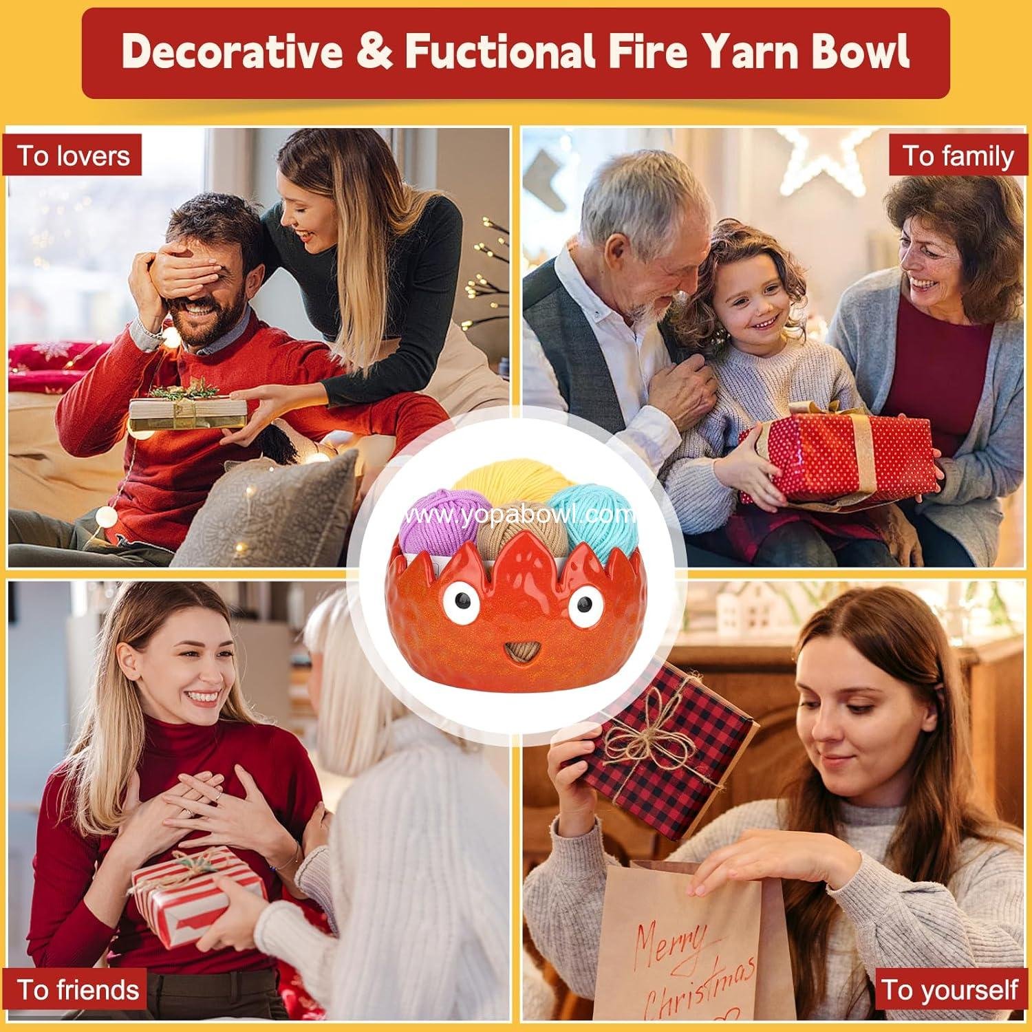 Wholesale Flame Yarn Bowl for Crocheting - Cute Handmade Ceramic Knitting Bowl - Ideal Gift for Crocheters and Knitters - Factory