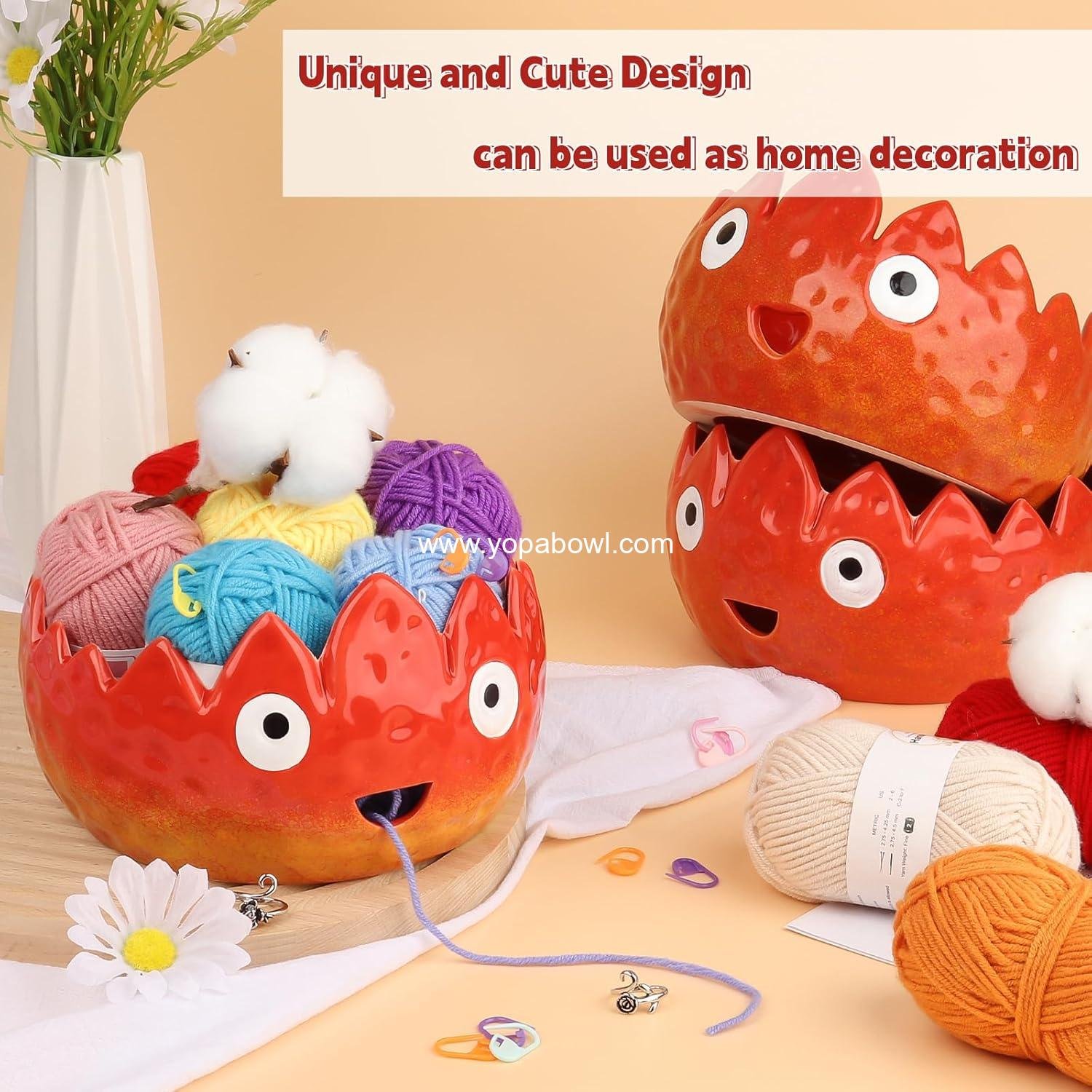 Wholesale Flame Yarn Bowl for Crocheting - Cute Handmade Ceramic Knitting Bowl - Ideal Gift for Crocheters and Knitters - Factory