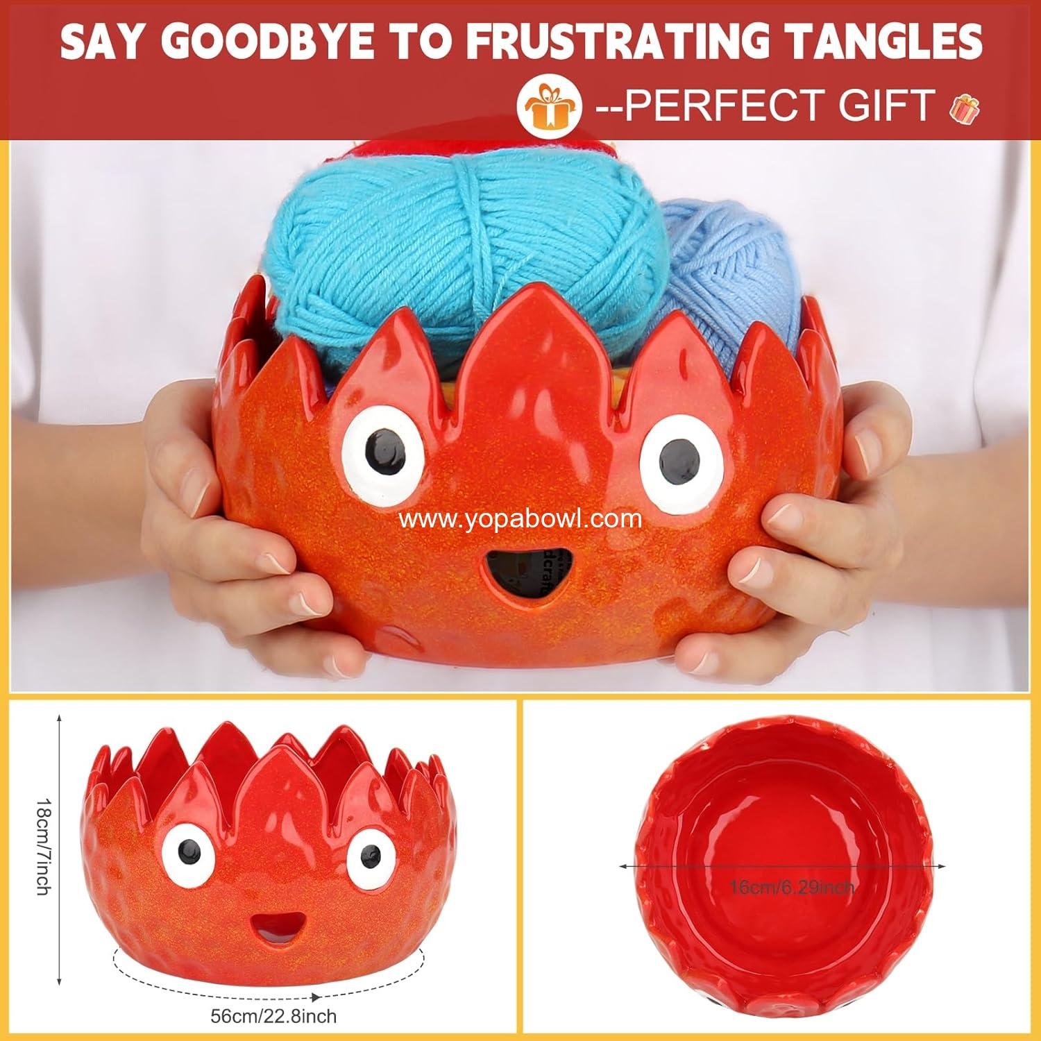 Wholesale Flame Yarn Bowl for Crocheting - Cute Handmade Ceramic Knitting Bowl - Ideal Gift for Crocheters and Knitters - Factory