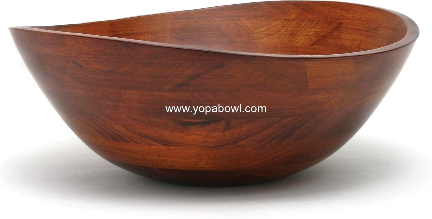 Wholesale Matte Cherry Finished Wavy Rim Serving Bowl for Fruits or Salads, Large 13
