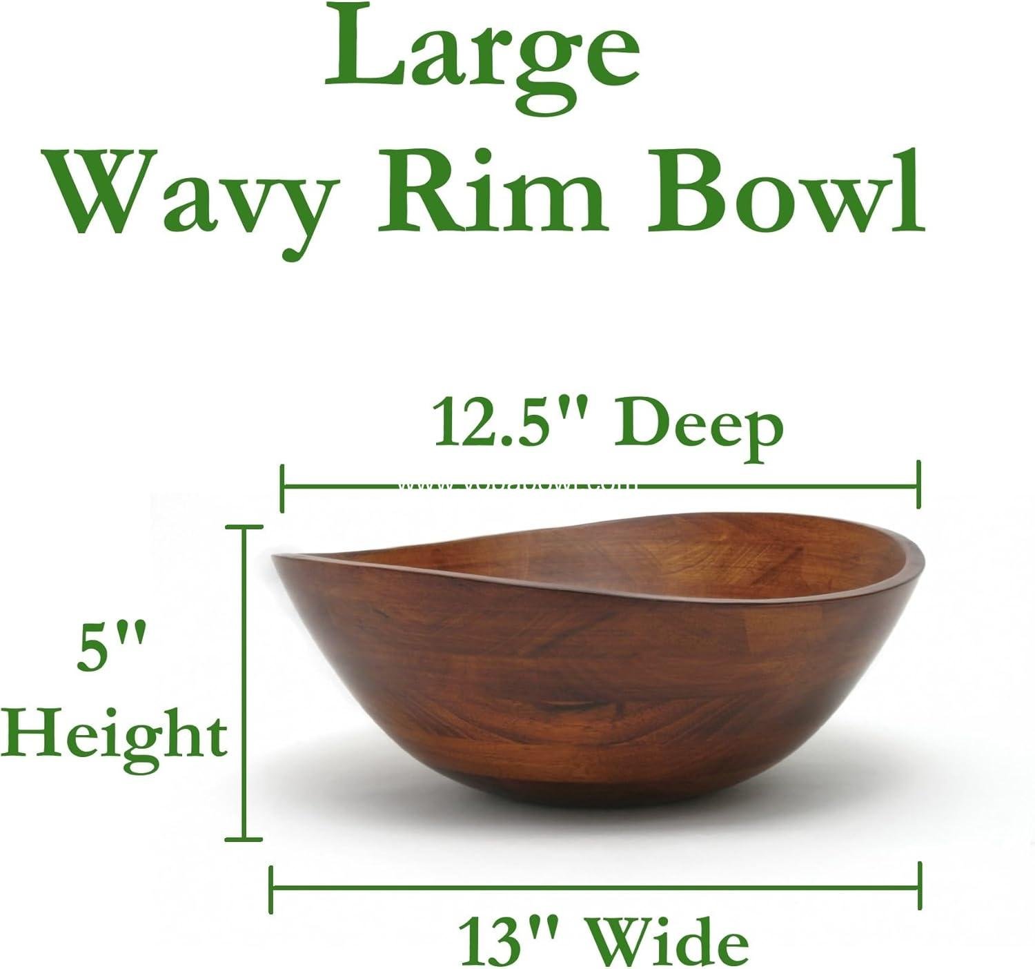 Wholesale Matte Cherry Finished Wavy Rim Serving Bowl for Fruits or Salads, Large 13