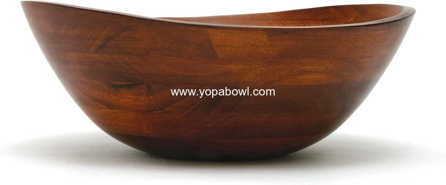 Wholesale Matte Cherry Finished Wavy Rim Serving Bowl for Fruits or Salads, Large 13
