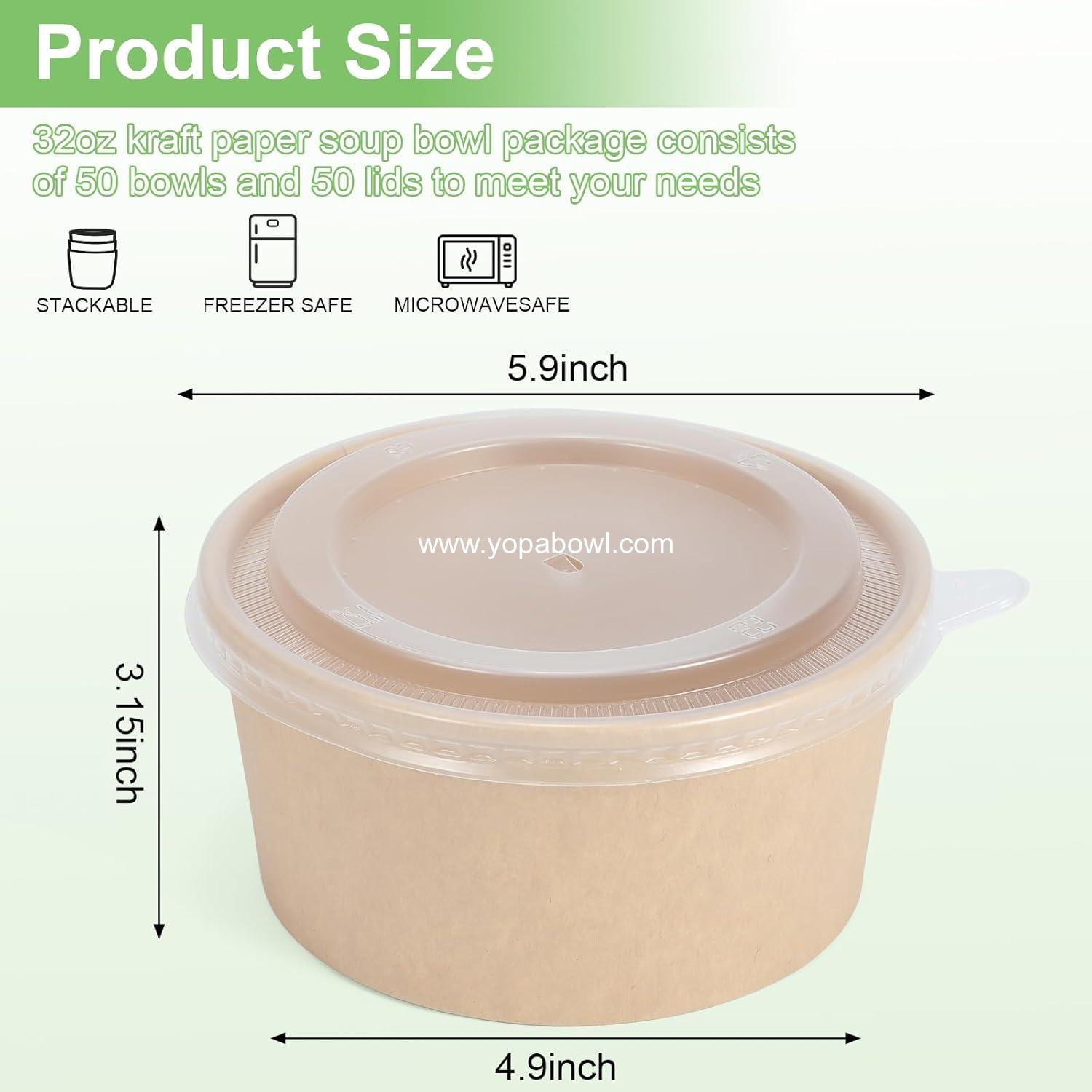 Wholesale 50 Pcs 32 Oz Disposable Meal Prep Containers, Paper Bowls with Lids, Hot/Cold Soup and Salad Bowls - Factory
