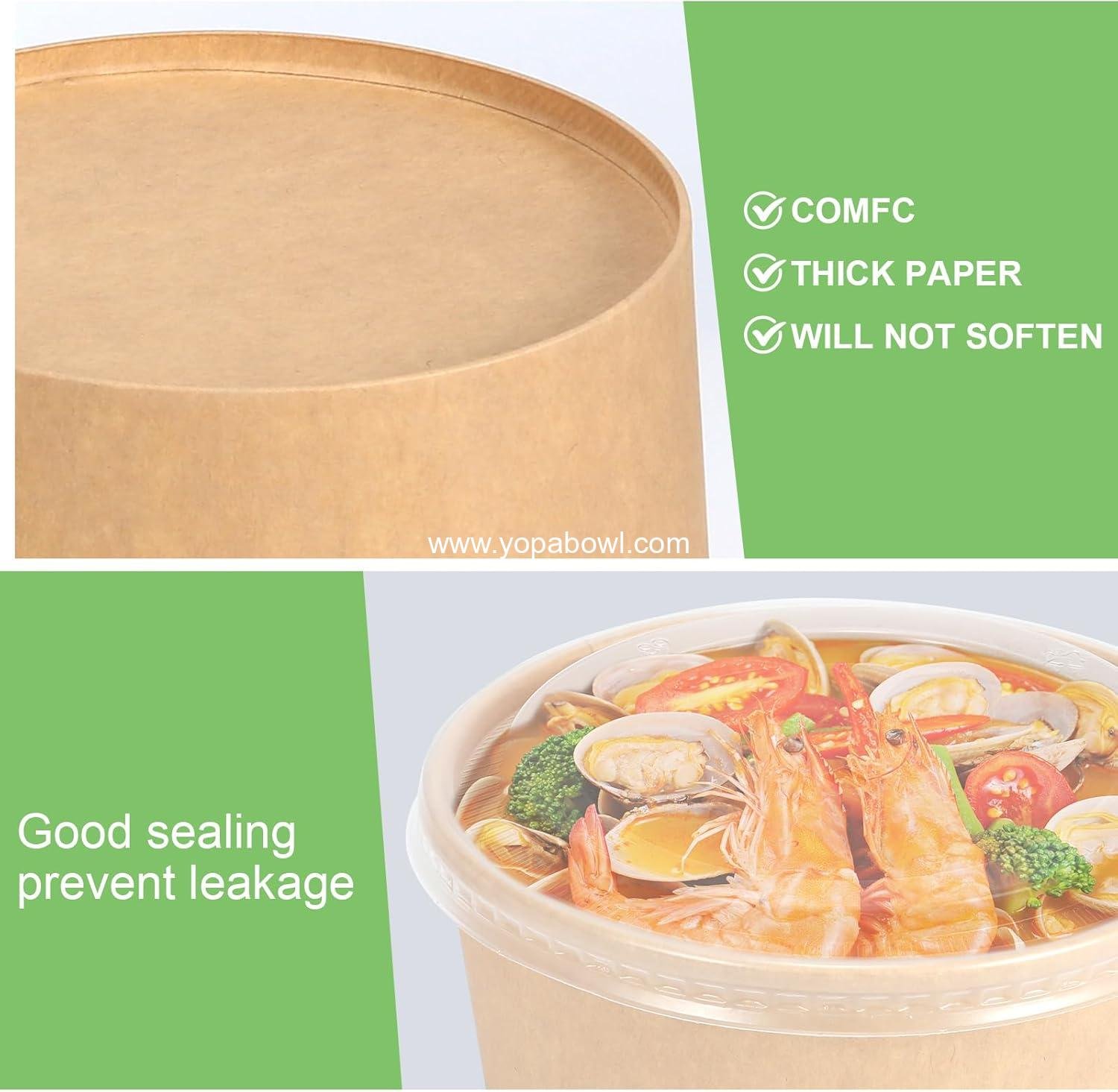 Wholesale 50 Pcs 32 Oz Disposable Meal Prep Containers, Paper Bowls with Lids, Hot/Cold Soup and Salad Bowls - Factory