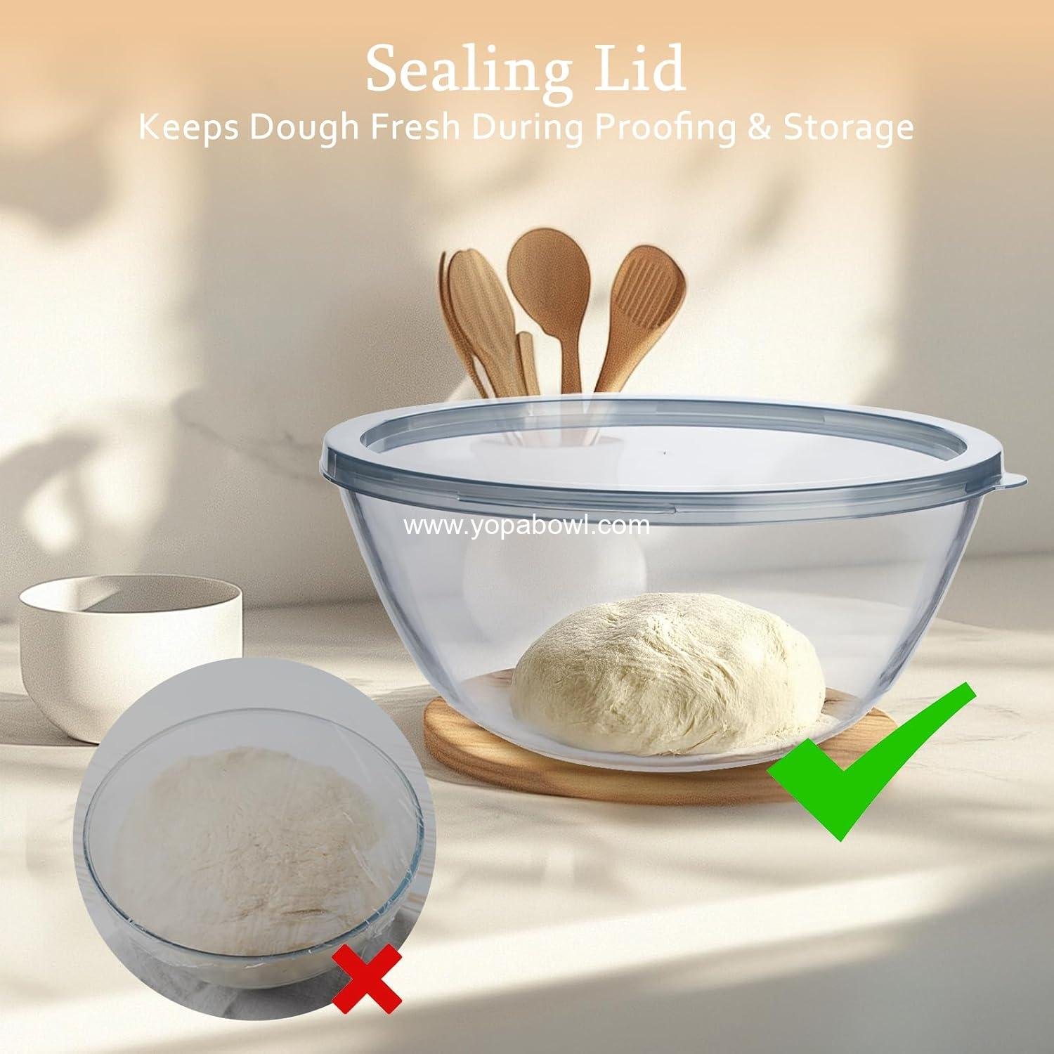 Wholesale Large 4.7 Quart Glass Bowl for Sourdough Bread Making with Lid, Clear Mixing and Proofing Bowl, Ideal for Kitchen Storage Factory