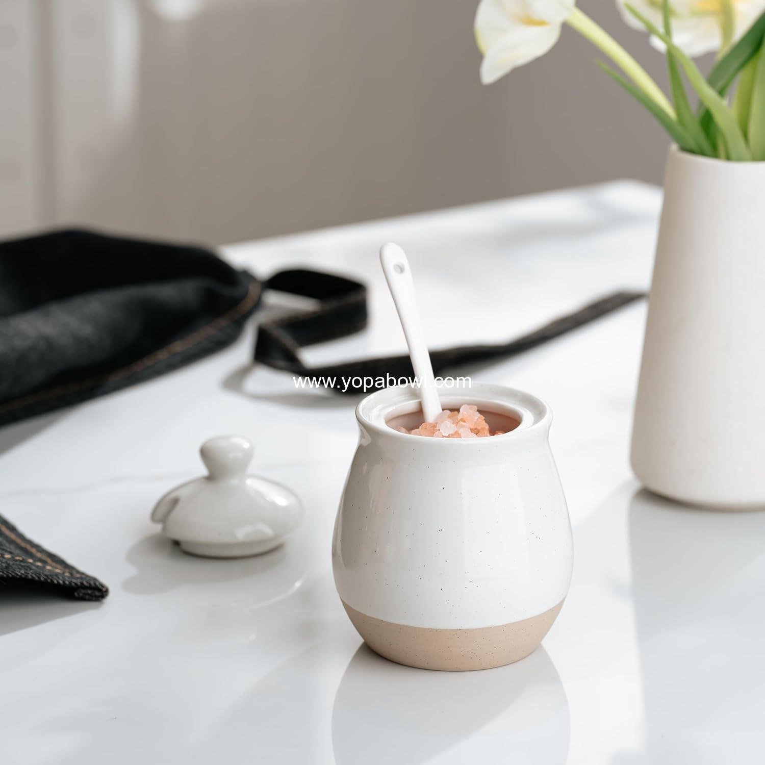 Wholesale Ceramic Sugar Bowl with Lid and Spoon, 10oz Sugar Jar for Salt, Condiments, Spices, and Seasonings - Ideal for Coffee Bar and Kitchen - White Factory Wholesale Ceramic Sugar Bowl with Lid and Spoon, 10oz Sugar Jar for Salt, Condiments, Spices, and Seasonings - Ideal for Coffee Bar and Kitchen - White Factory