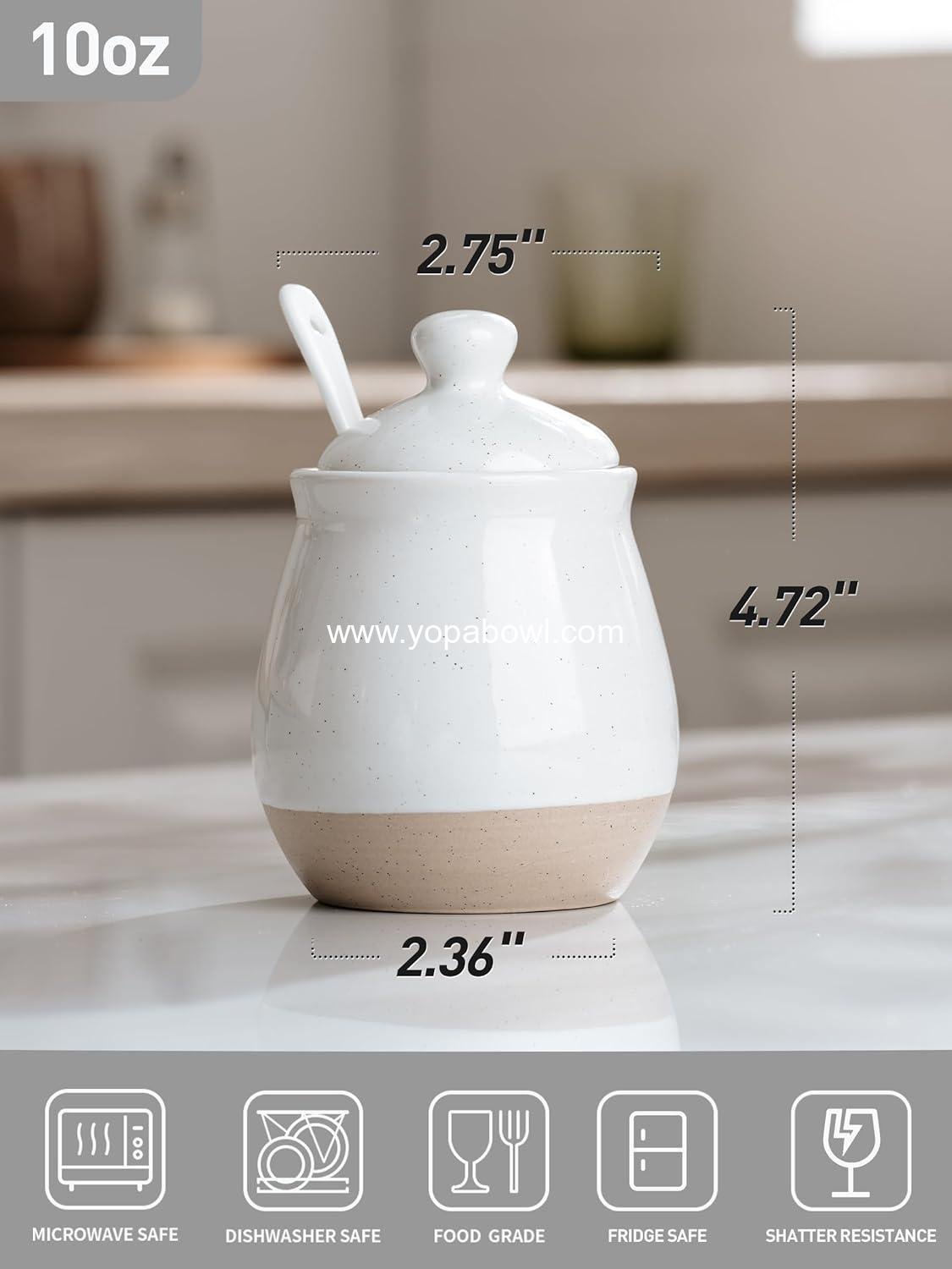 Wholesale Ceramic Sugar Bowl with Lid and Spoon, 10oz Sugar Jar for Salt, Condiments, Spices, and Seasonings - Ideal for Coffee Bar and Kitchen - White Factory Wholesale Ceramic Sugar Bowl with Lid and Spoon, 10oz Sugar Jar for Salt, Condiments, Spices, and Seasonings - Ideal for Coffee Bar and Kitchen - White Factory