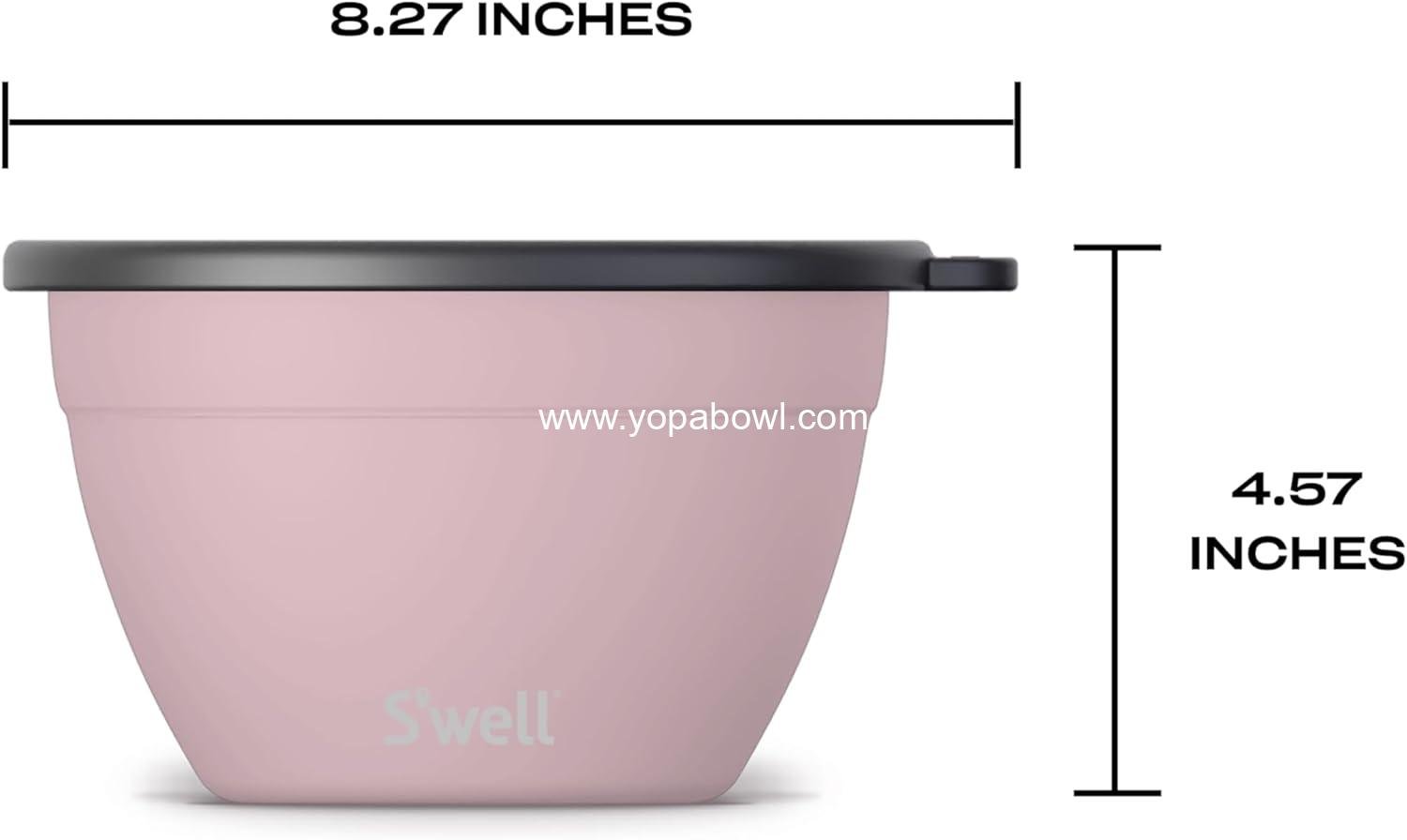 Wholesale Stainless Steel 64oz Salad Bowl Kit, Pink Topaz, Includes 2oz Mini Canister and Removable Tray, Leakproof, Dishwasher Safe, Factory